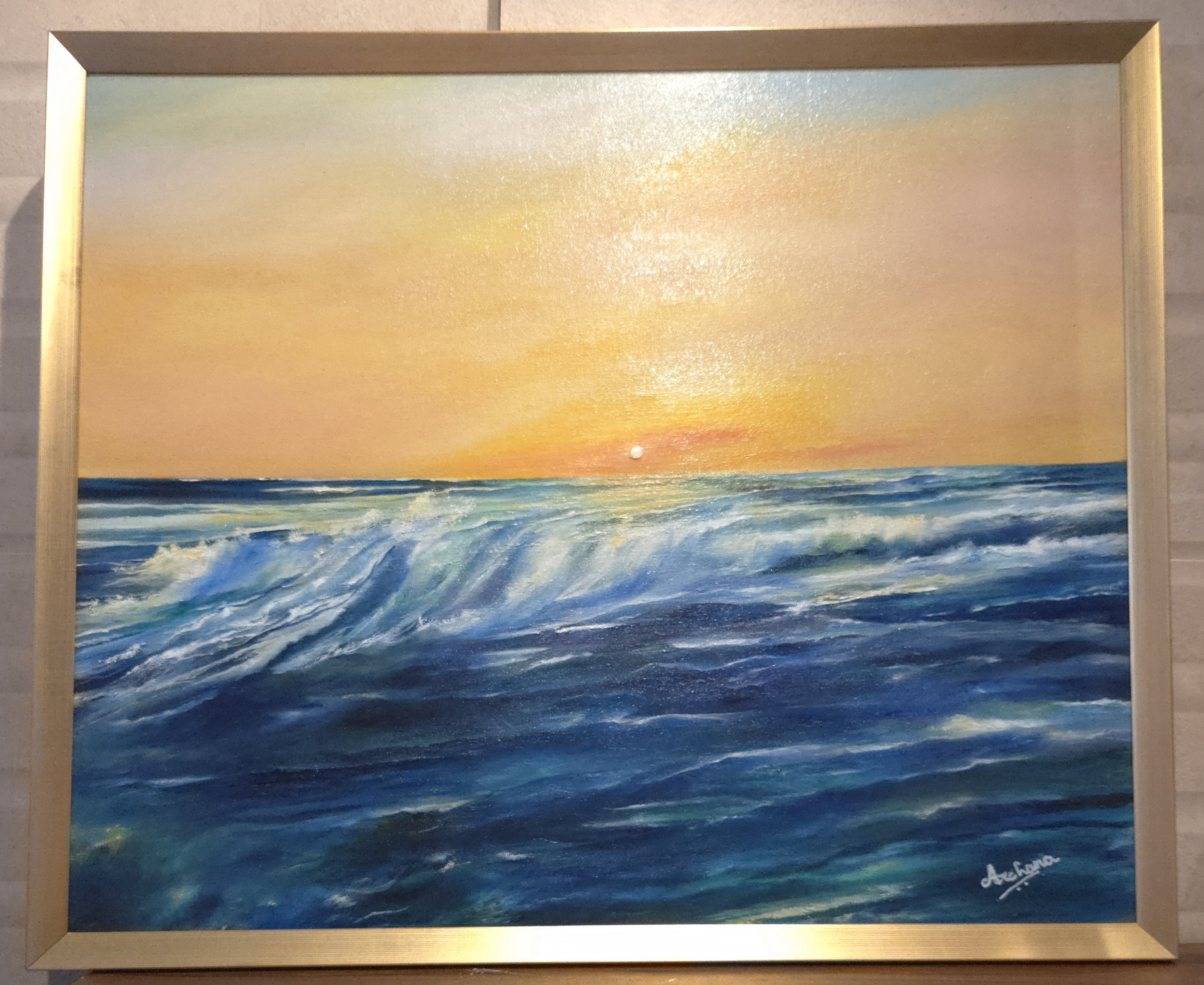 "LUMINIOUS " by Archana Anil Dighe - serene ocean scene at sunrise