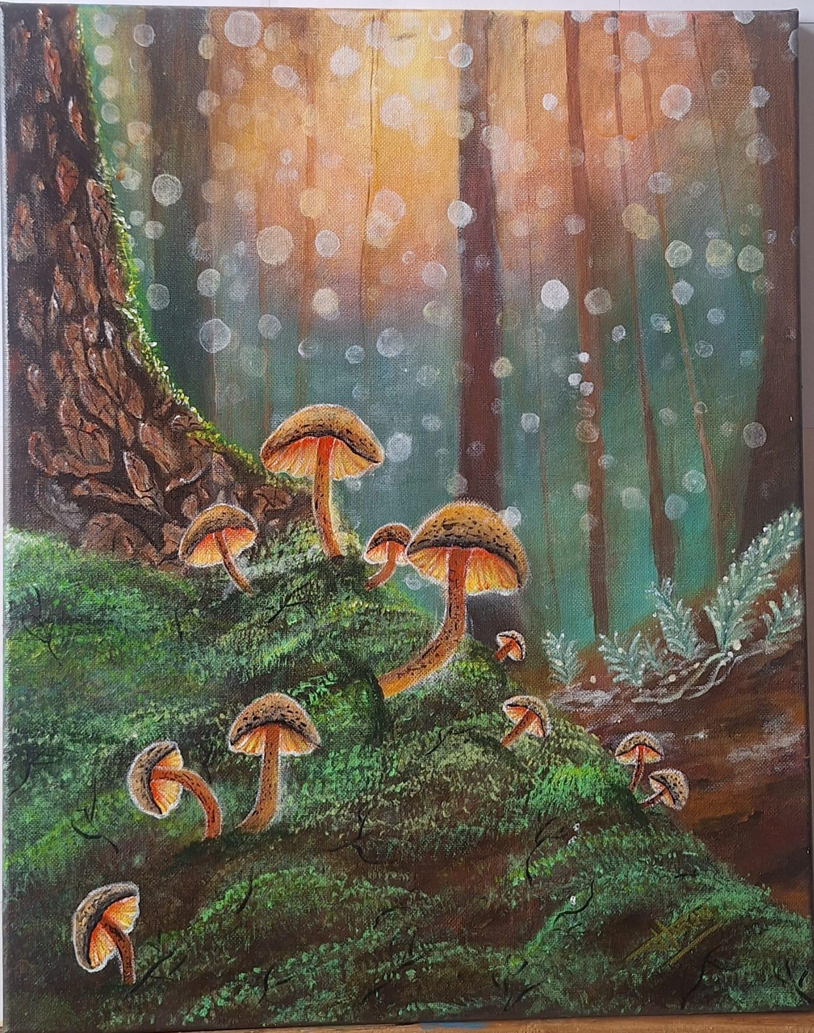 Glow in the Undergrowth by Hanshika Raevynn Hudson Leo - glowing mushrooms in forest undergrowth