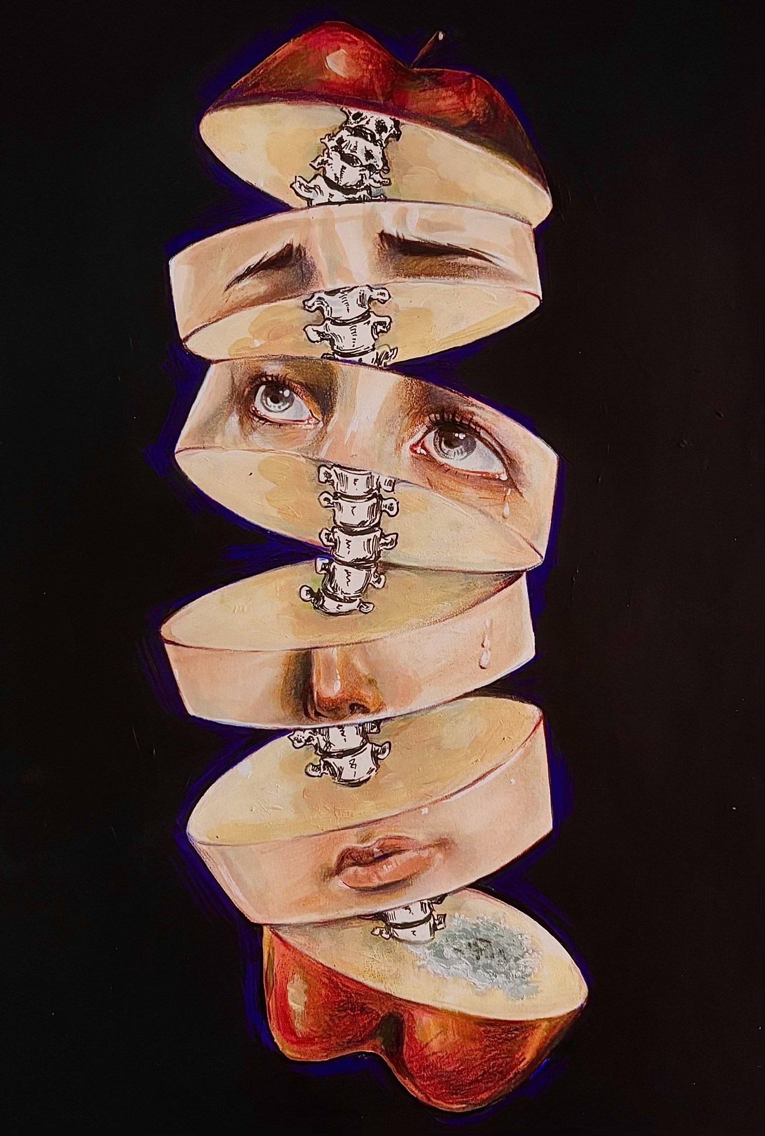 The Forbidden Fruit by Wenya Zhang - apple slices with woman's face