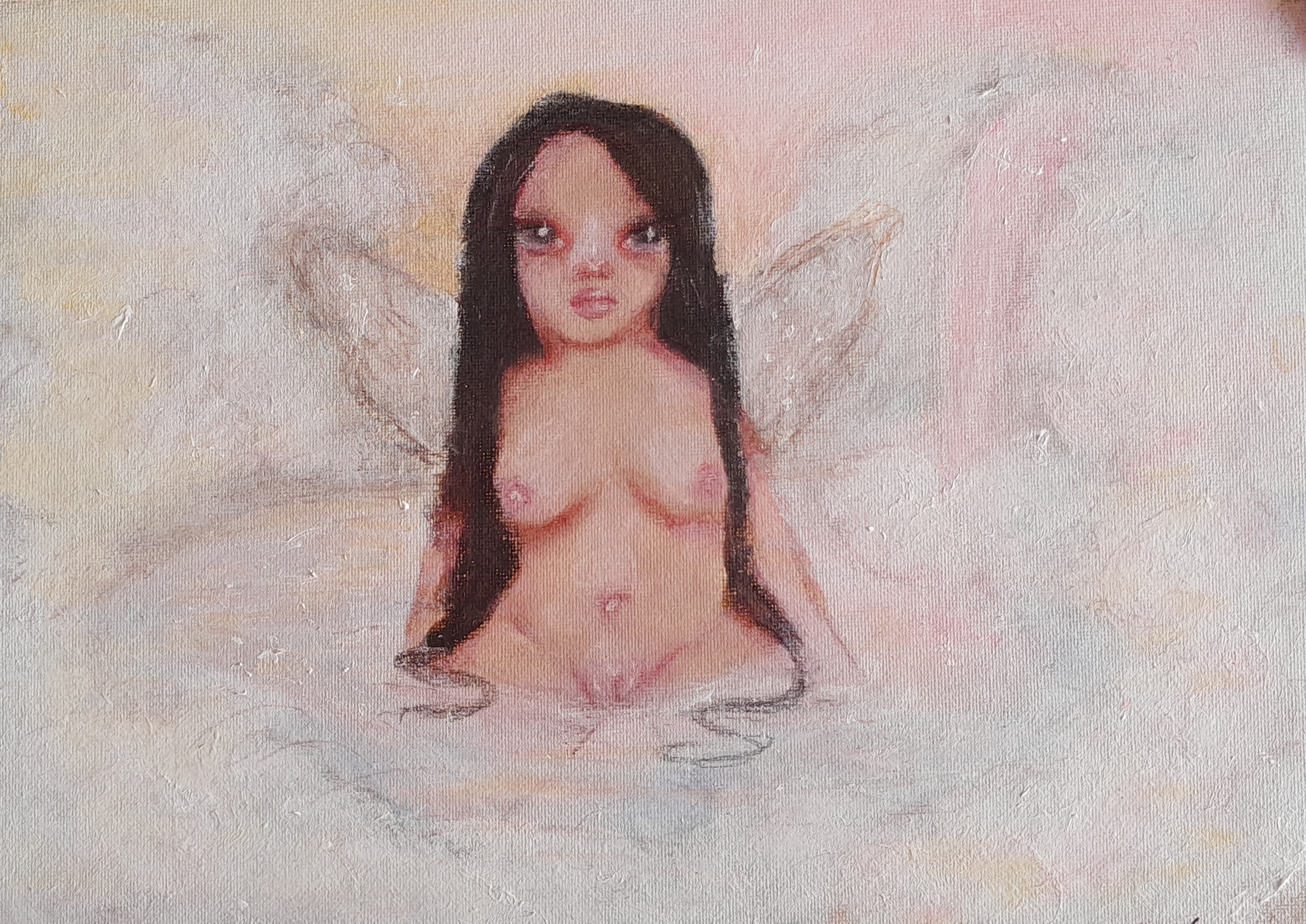 Angel Baths by Olivia Pena, ethereal figure in bath with cloud-like ambiance