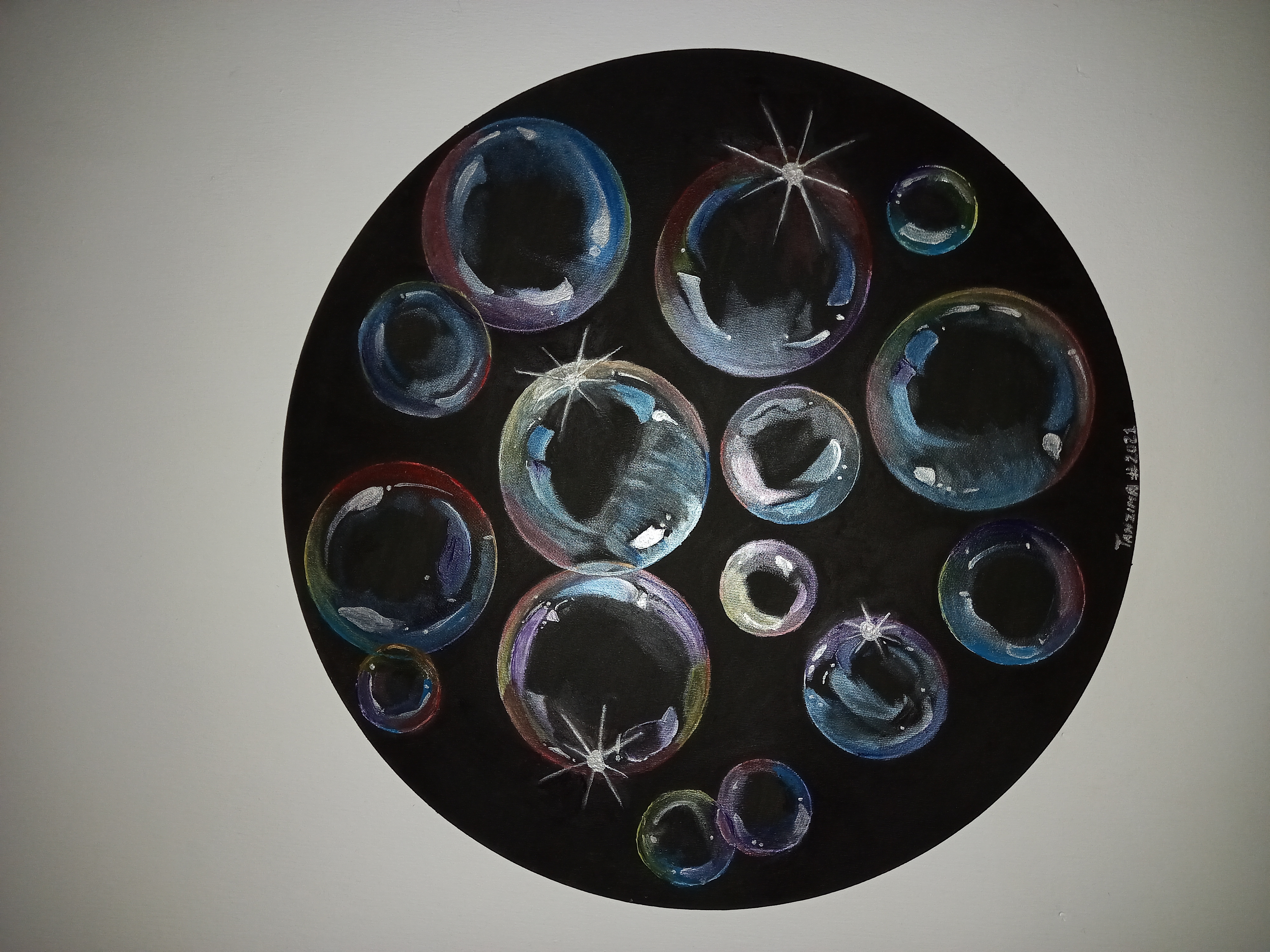 Moments of Wonder by TANZIMA BANO, circular bubbles with blue hues