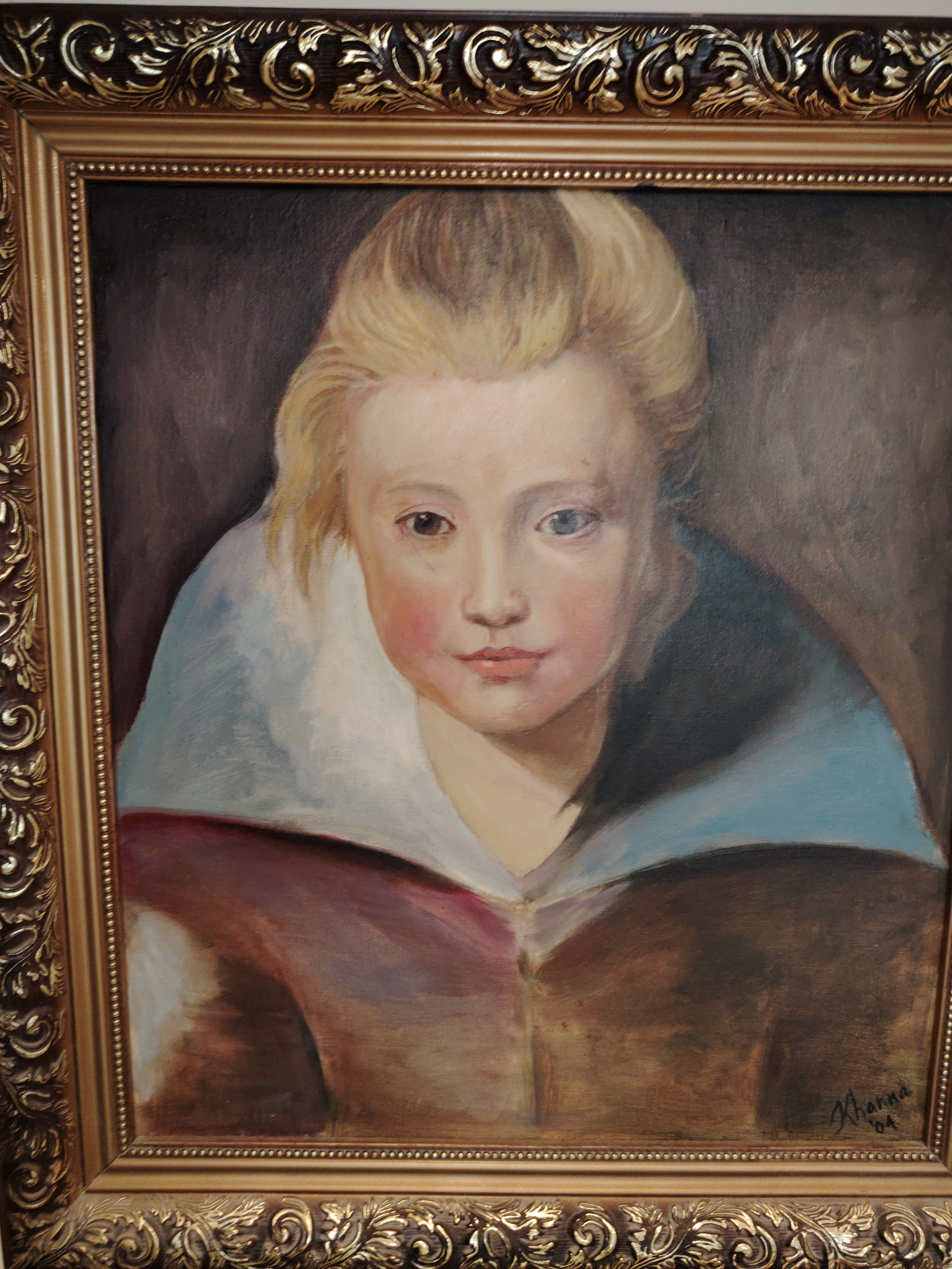 Blondie by MANOJ BOB KHANNA, oil painting of blonde-haired individual