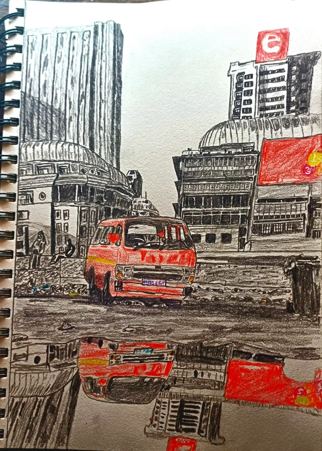 City of Gold by Siphesihle Nkabinde, vibrant urban scene with taxi and tall buildings