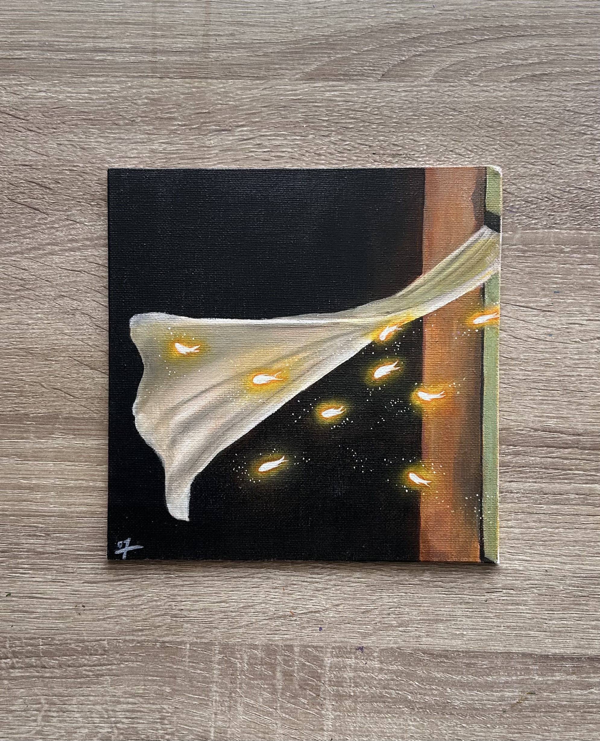 Night school by Tashijana Velloo, dark background with flowing fabric