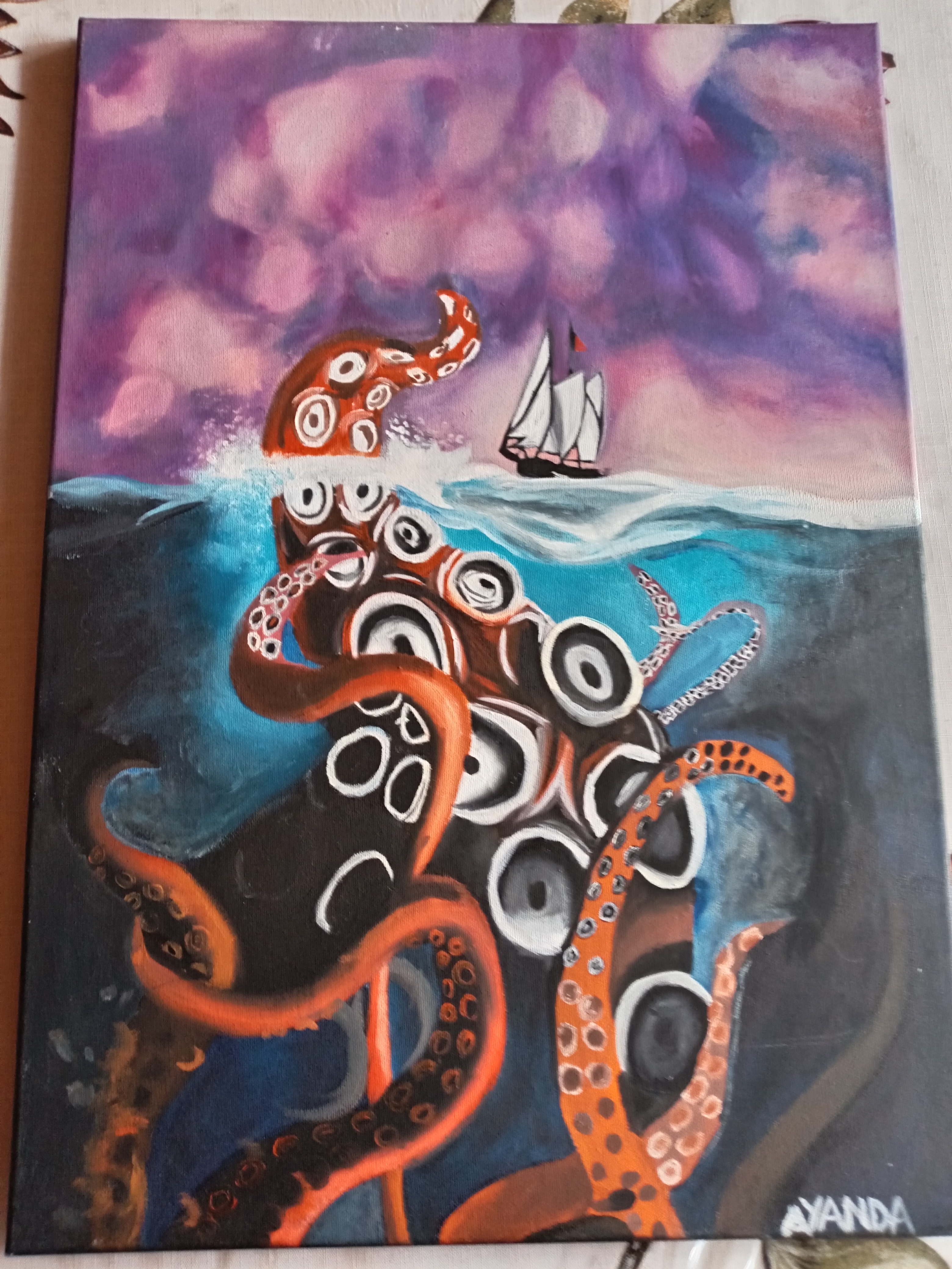 Wrath of the Kraken by Ayanda Mashaba - mythical sea creature with tentacles