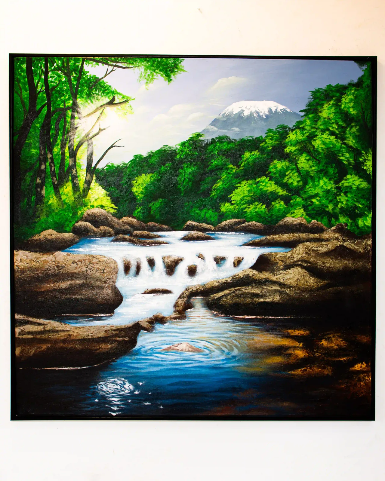 Missing Home by Henry Wilhelm Kirenga, a serene natural landscape with a flowing river and lush greenery