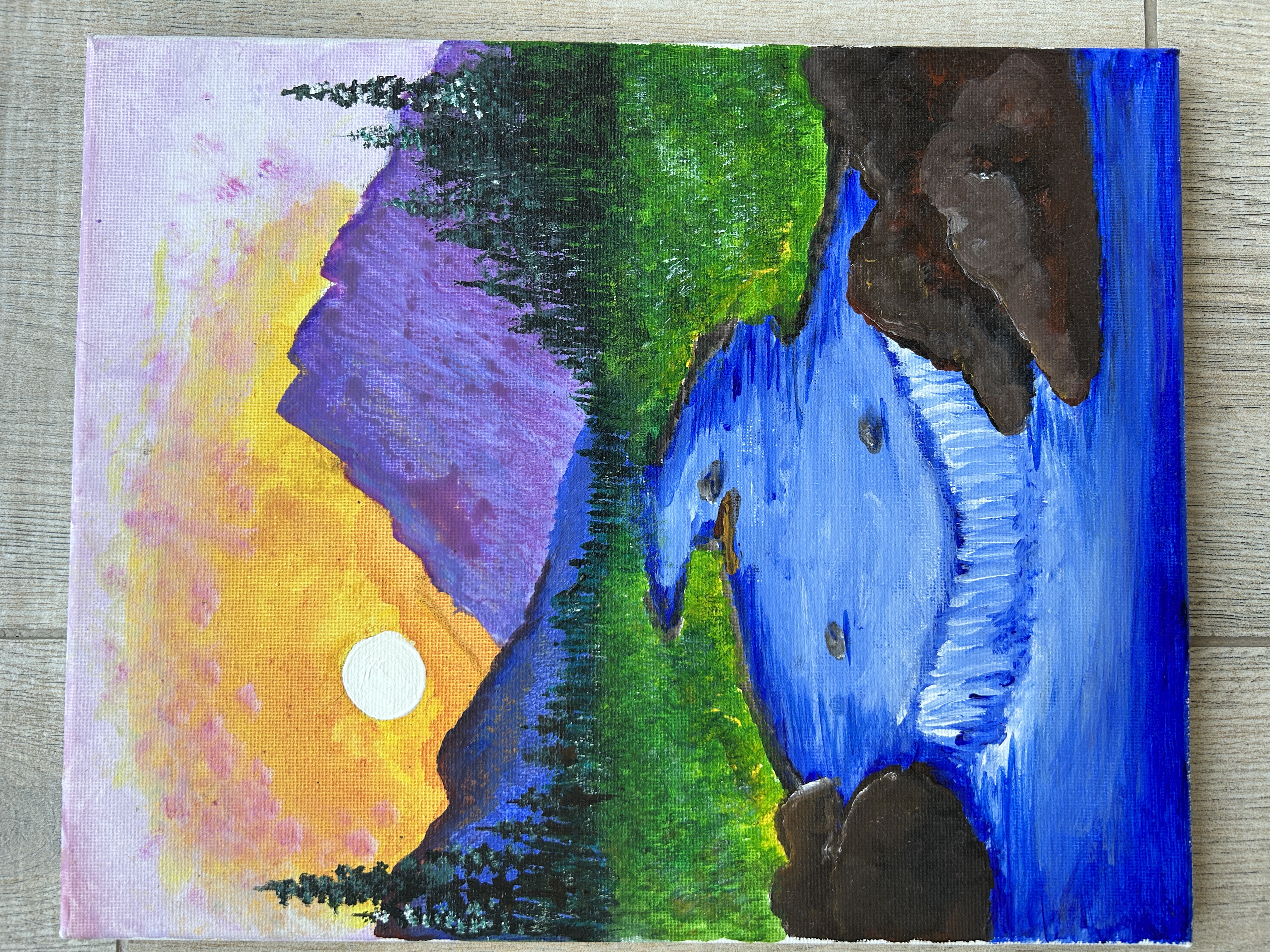 Where the River Meets the Sun by Sahaj Vanarasi, vibrant sunset and river landscape