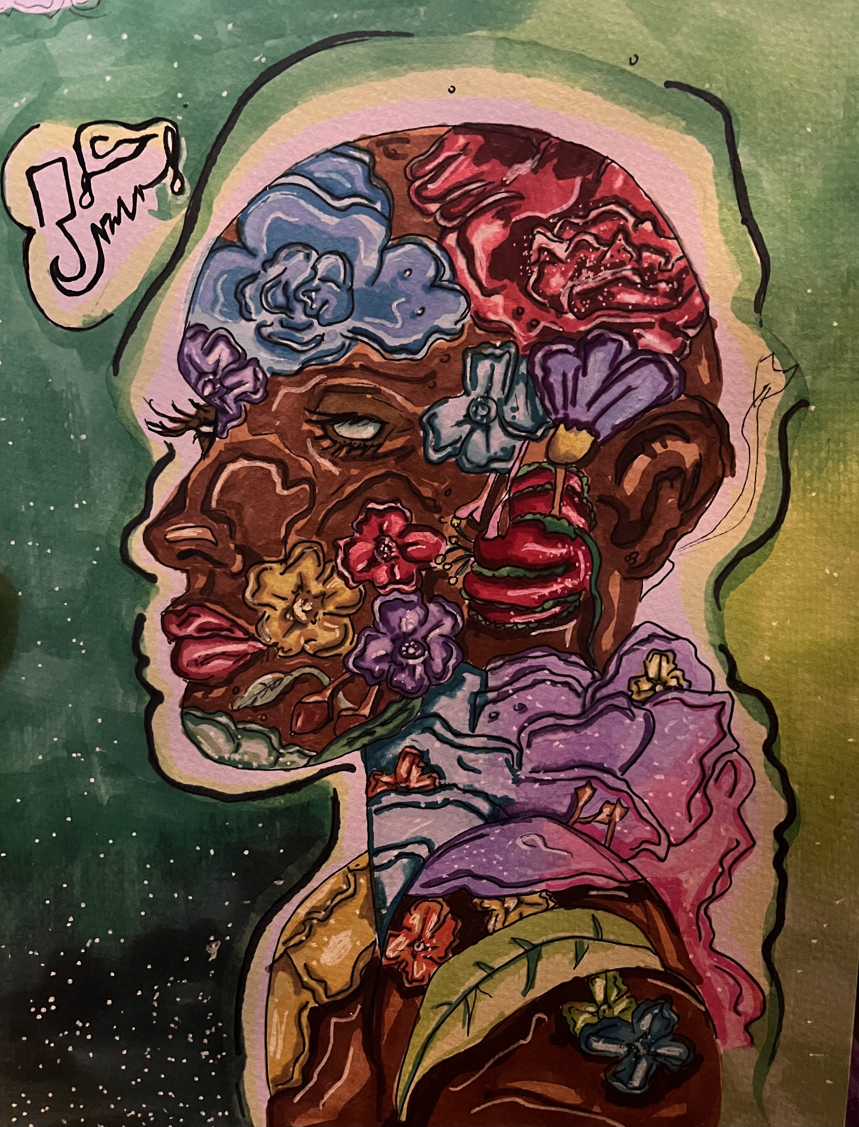 Embracing your Beauty by Jazlyn Crowley, a face adorned with vibrant flowers