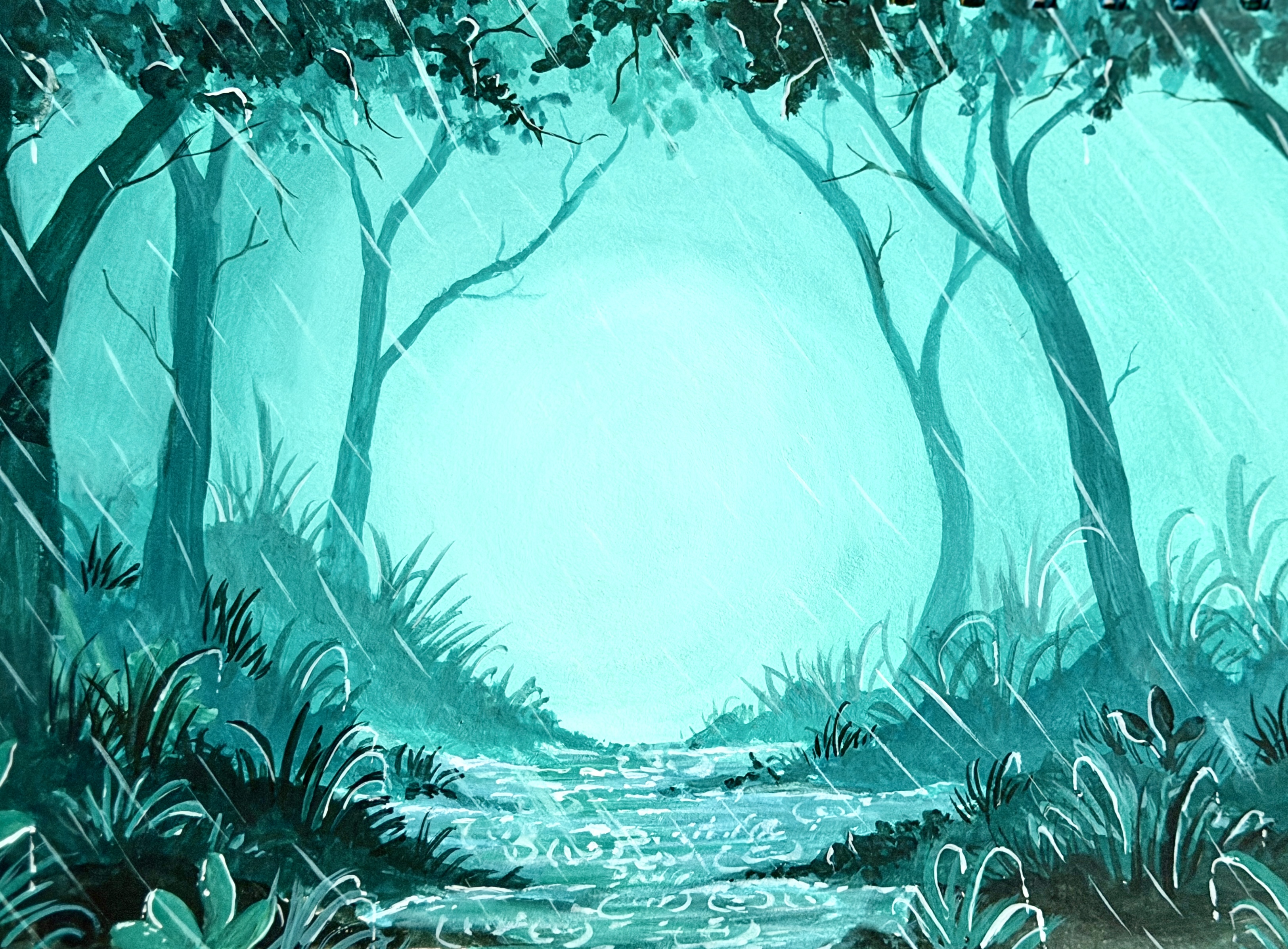 Tears of the Forest by Rakin Azad, a lush rain-soaked forest scene