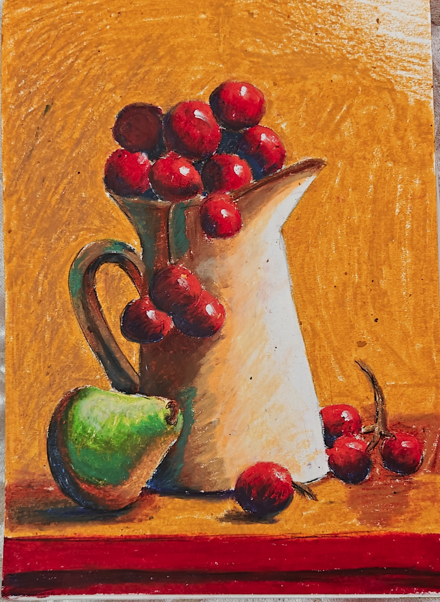 The Beauty of Still Life by Maitreyo Ghosh - cream pitcher with cherries and pear