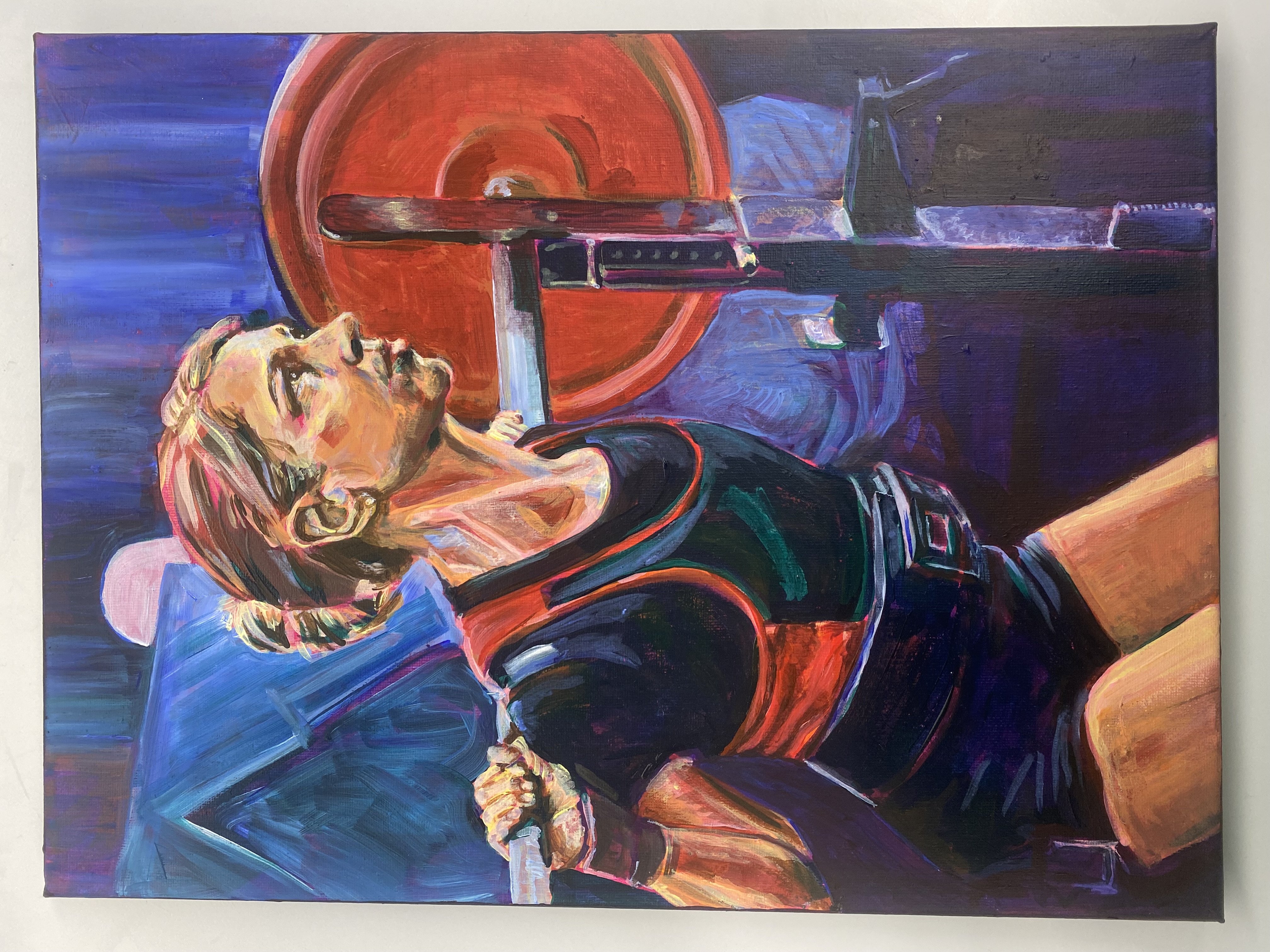 Under the Bar by Nicola Claire Badby-Smit, profile view of woman weightlifting