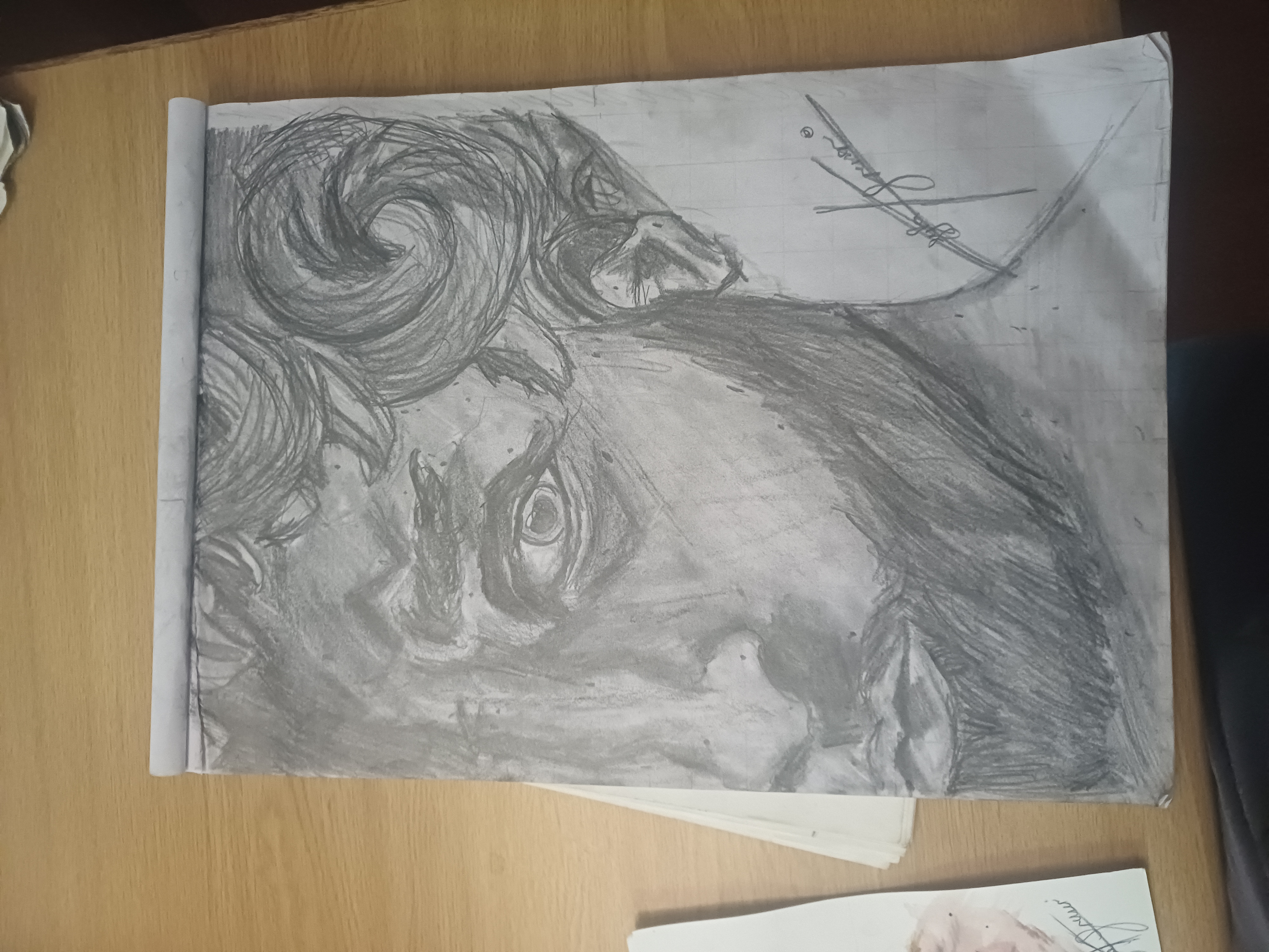 God's creation by Lyla-Kay, monochrome pencil drawing of a classical sculpture face