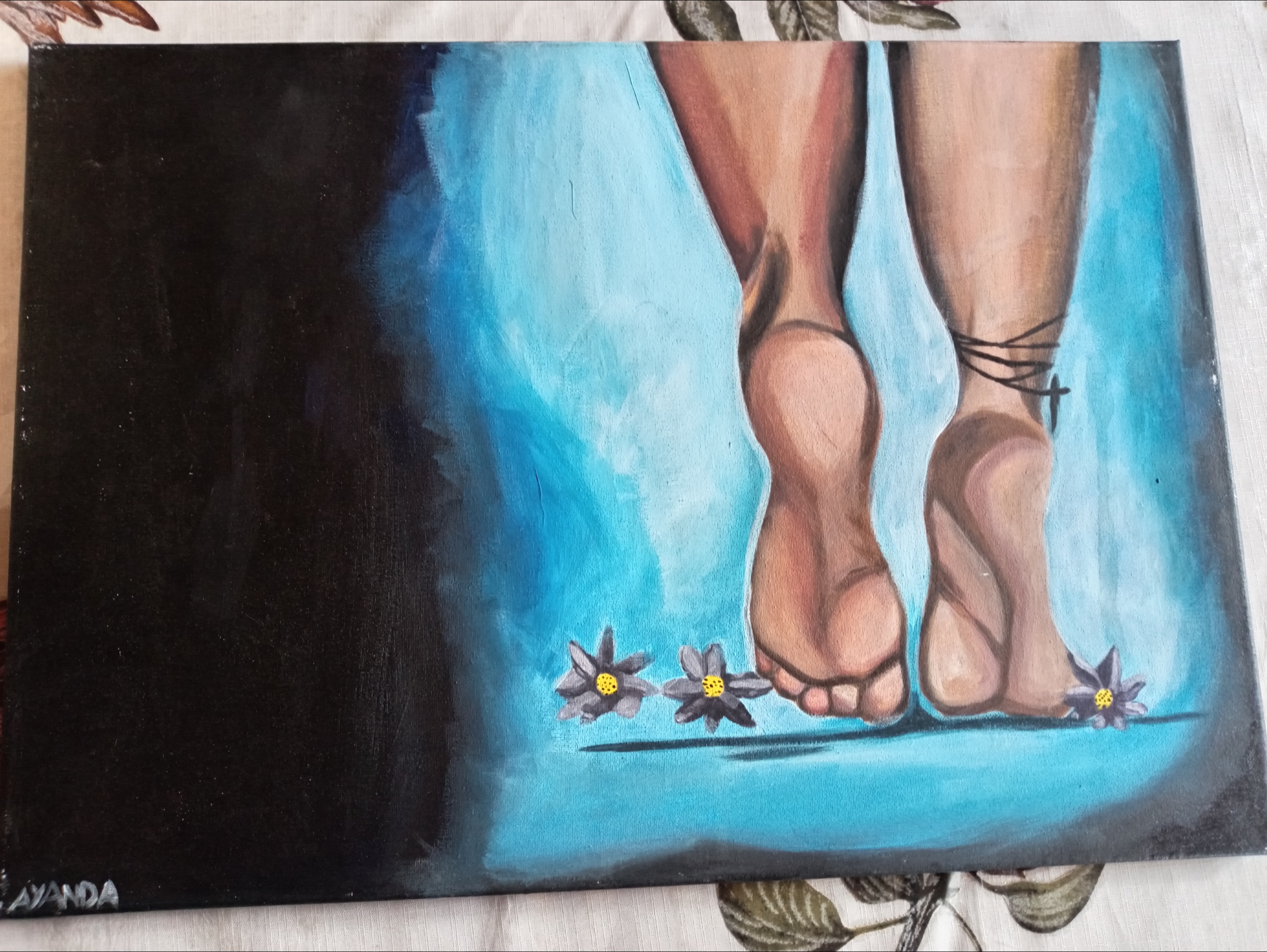 Steps of grace by Ayanda Mashaba - detailed feet with contrasting background