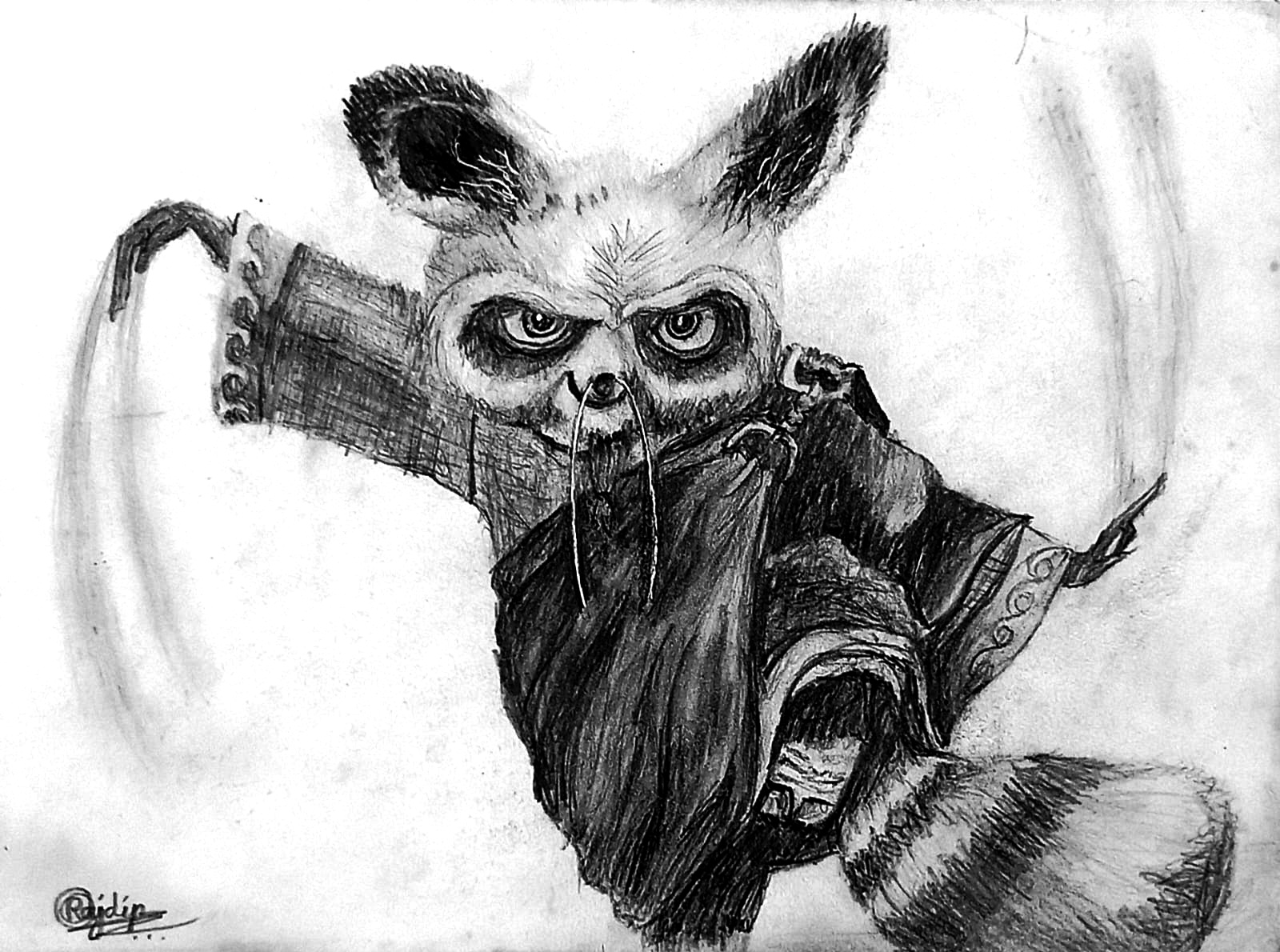 Master Shifu by Rajdip Roy Chowdhury, dynamic martial arts sketch of Kung Fu Panda character