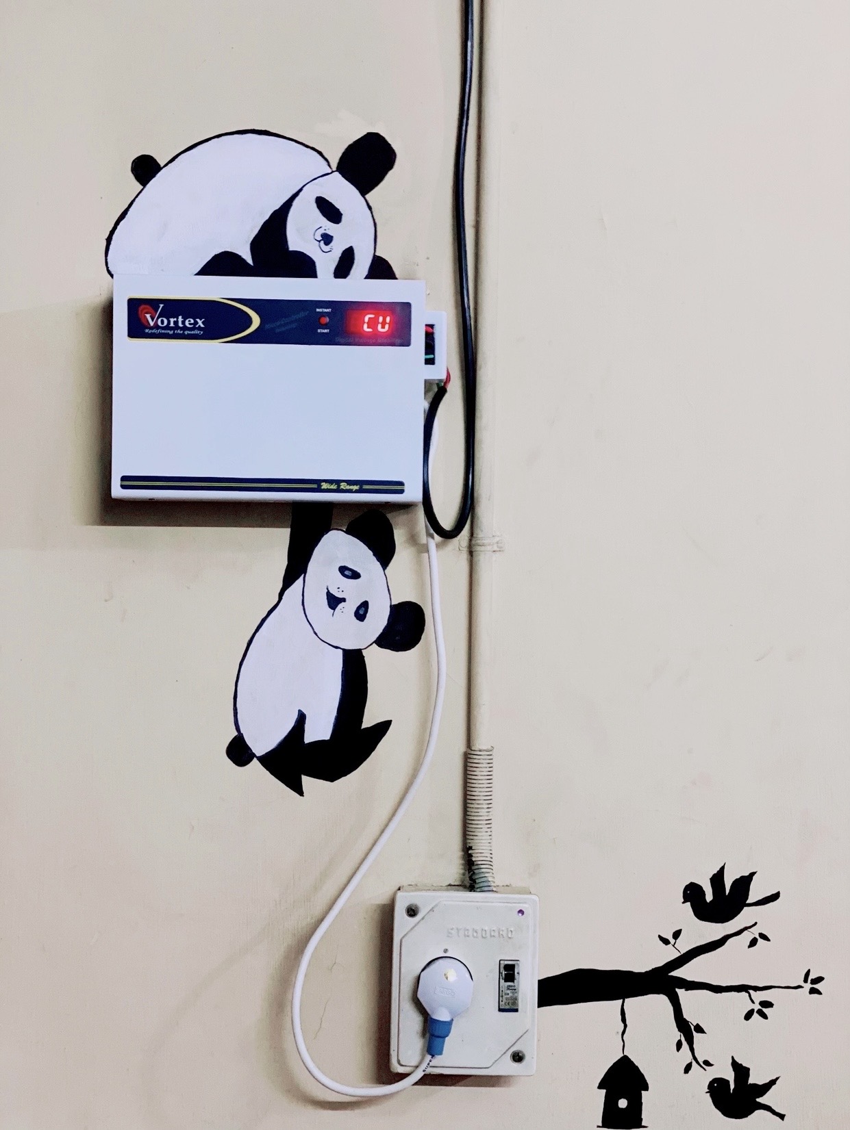 Sparrow’s cool home - WIN ME by K.dirusha, mural with pandas and AC unit