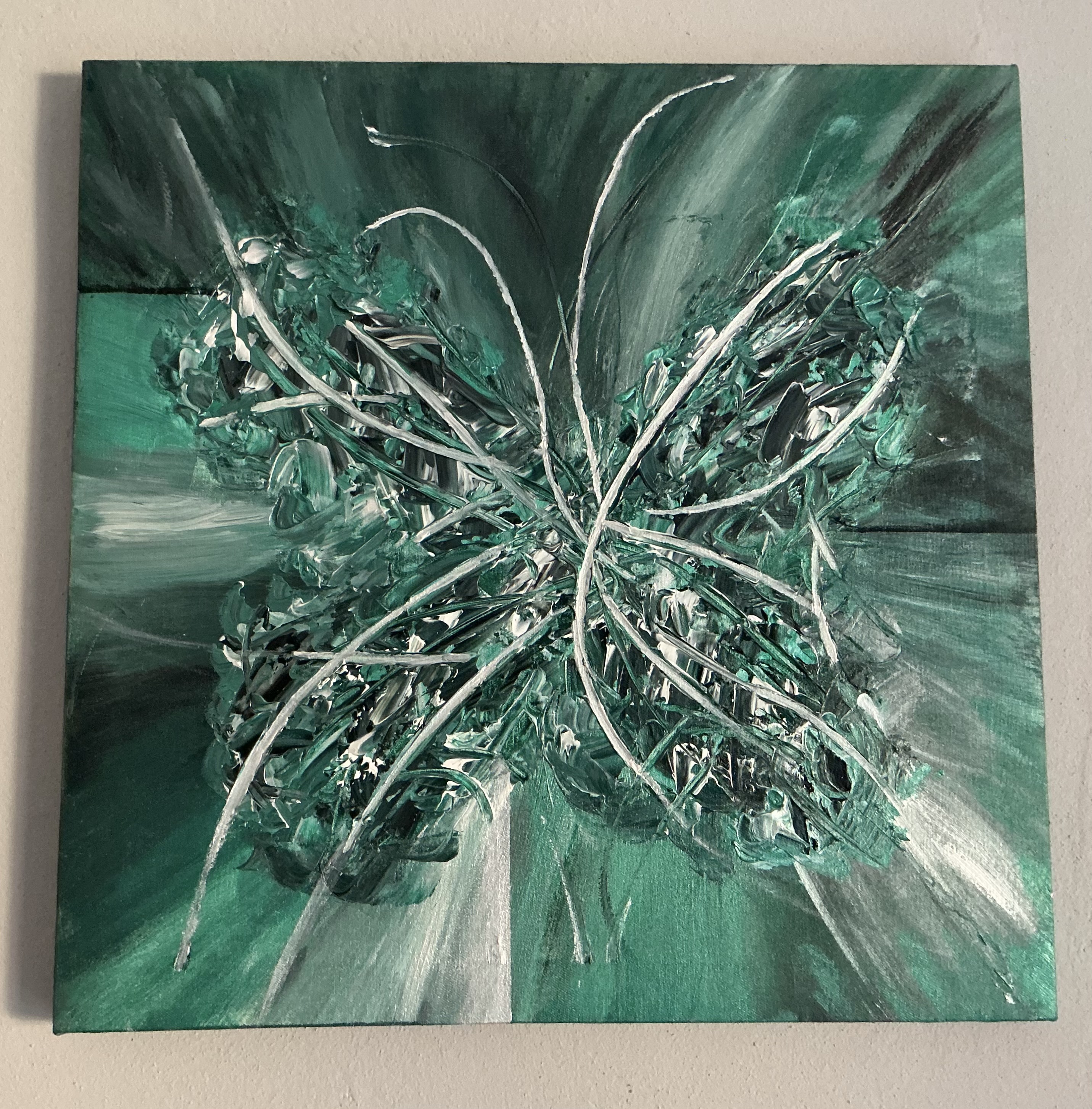 From Scars to Wings by Thor Jordaan, dynamic butterfly-like form in green tones