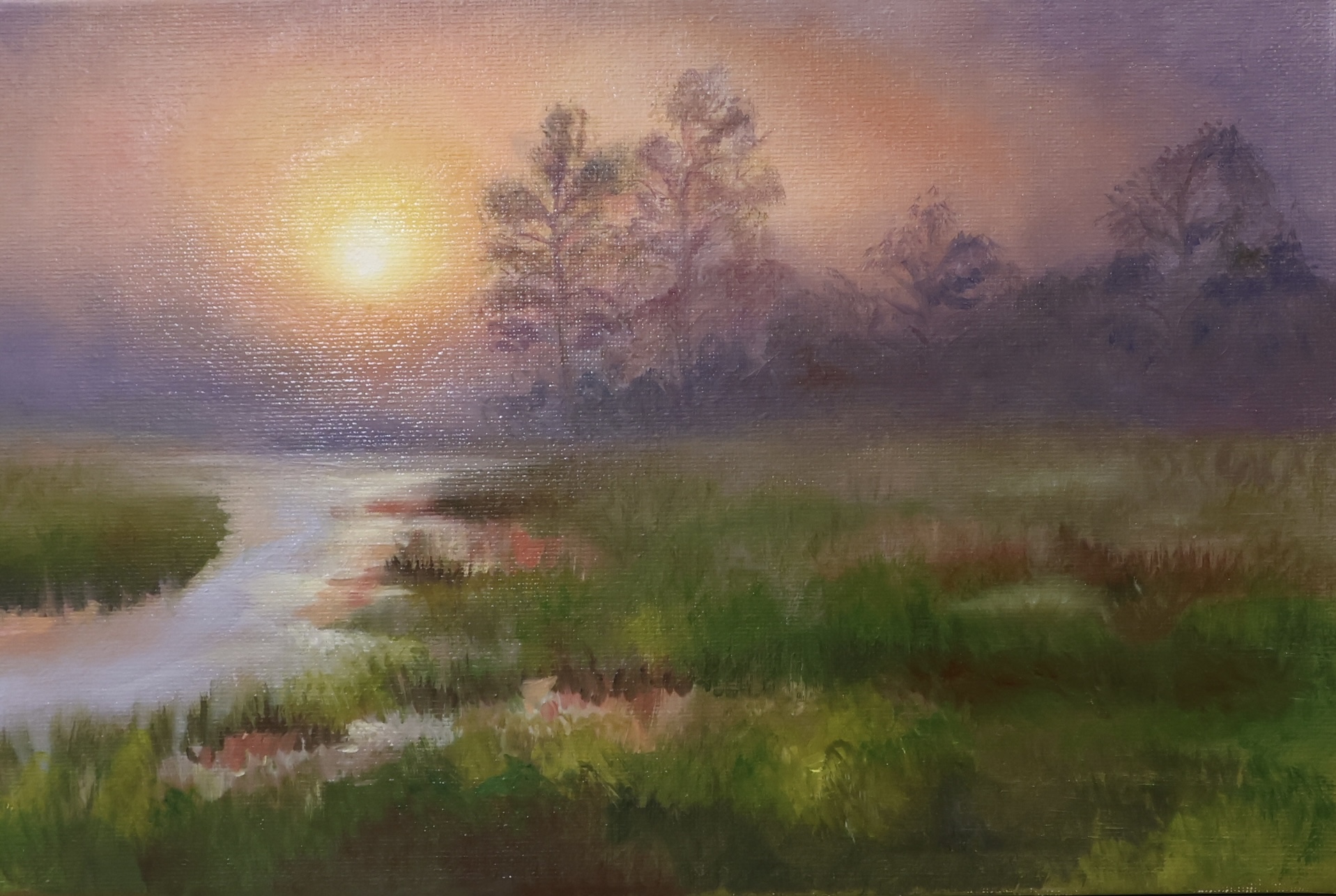 Landscape sunset by Daria makarenko depicting a serene sunset scene with trees