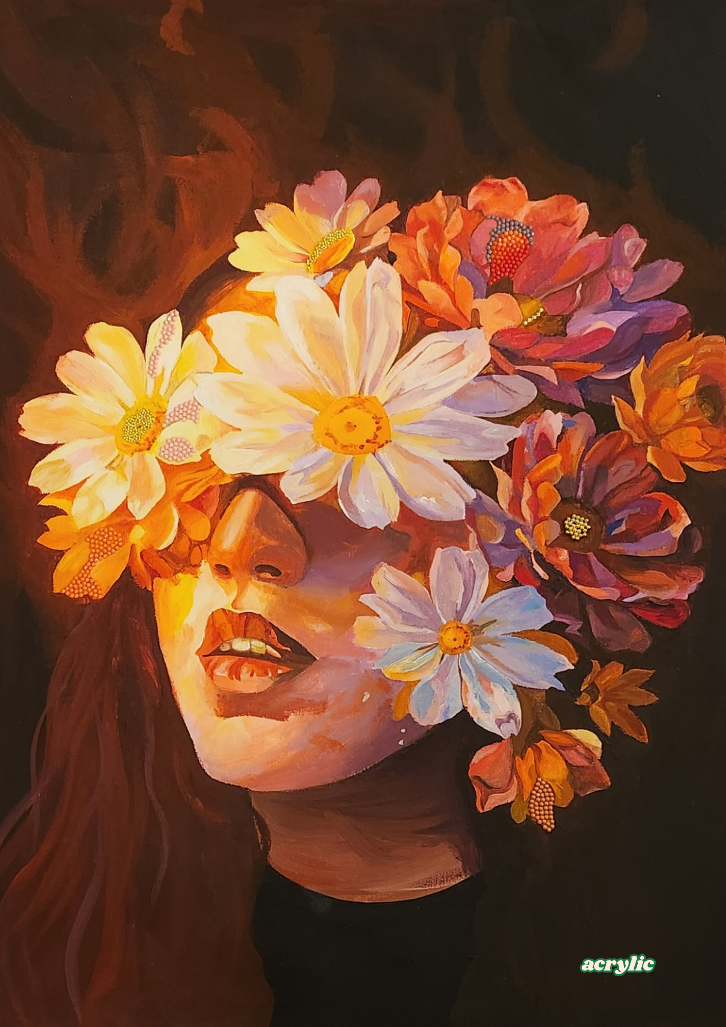 BECOMING by Navya Sahu - portrait with vibrant flowers
