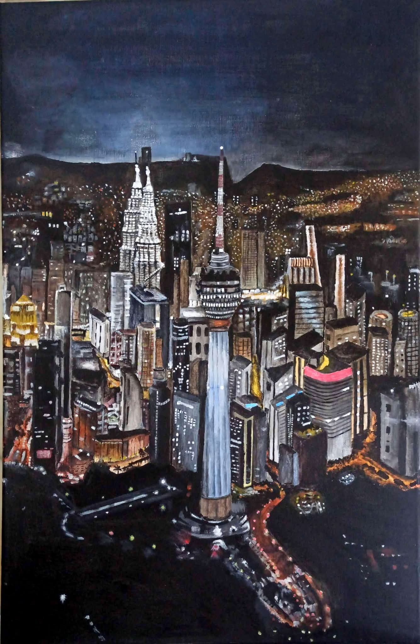Kuala Lumpur: A City of a Thousand Lights by SURIANA KHAN, vibrant nighttime cityscape featuring Petronas Towers