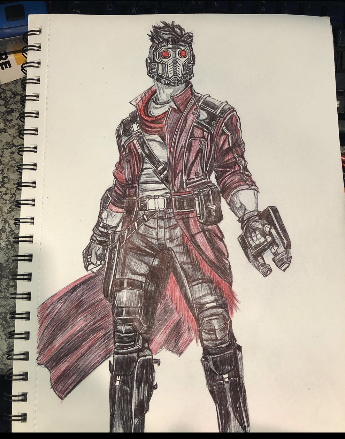 Star Lord by Kyra Jade Gopal full-body sci-fi figure on sketchpad