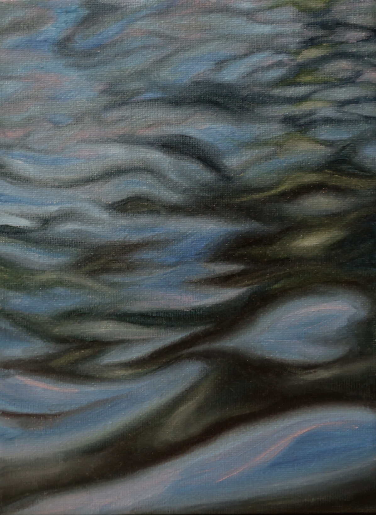 Silent reflection by Daria Makarenko - abstract landscape with soft blues and greens