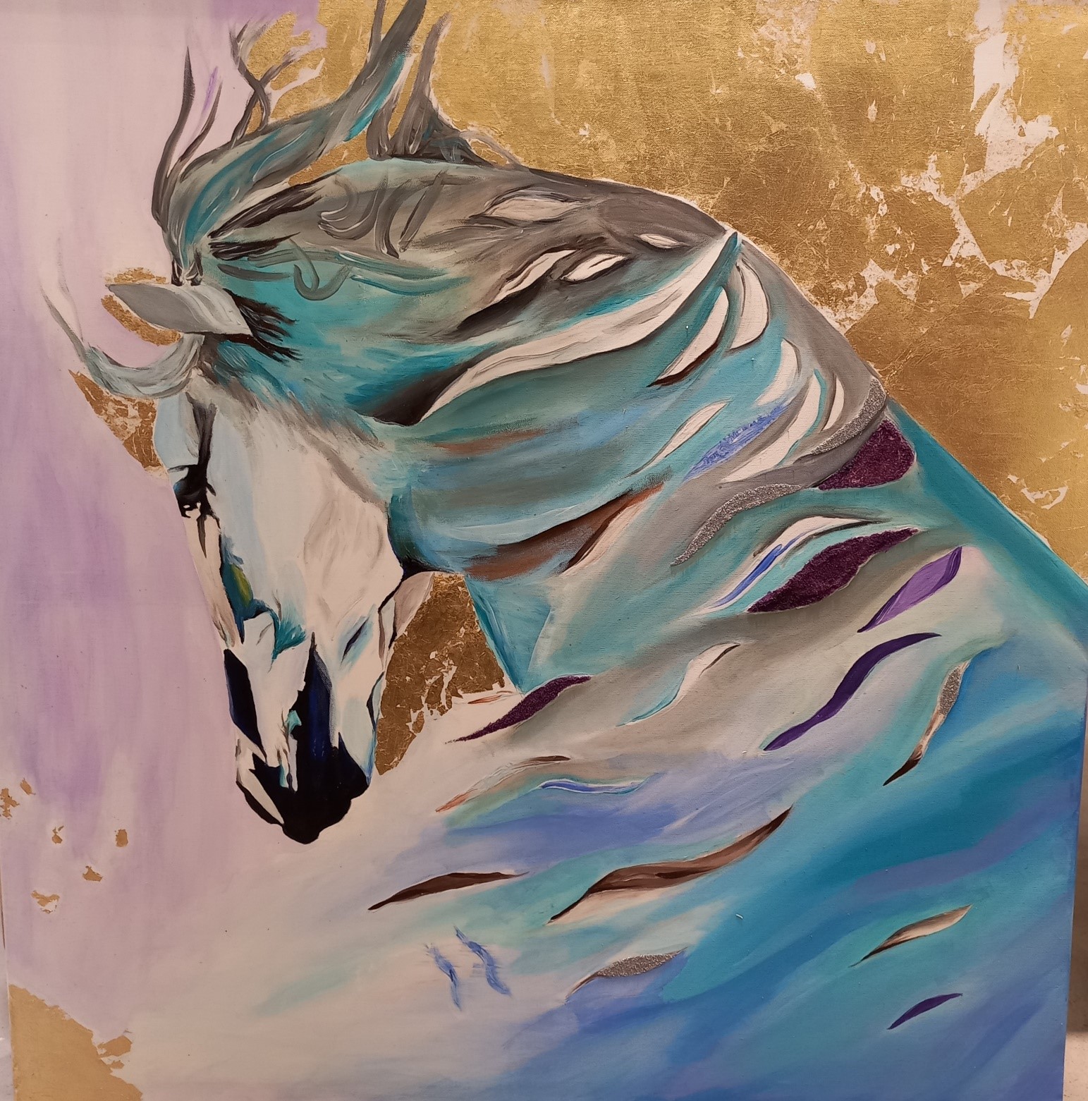 Whispers of Wind by Bhargav Chandrasekar, a majestic horse in motion with flowing lines