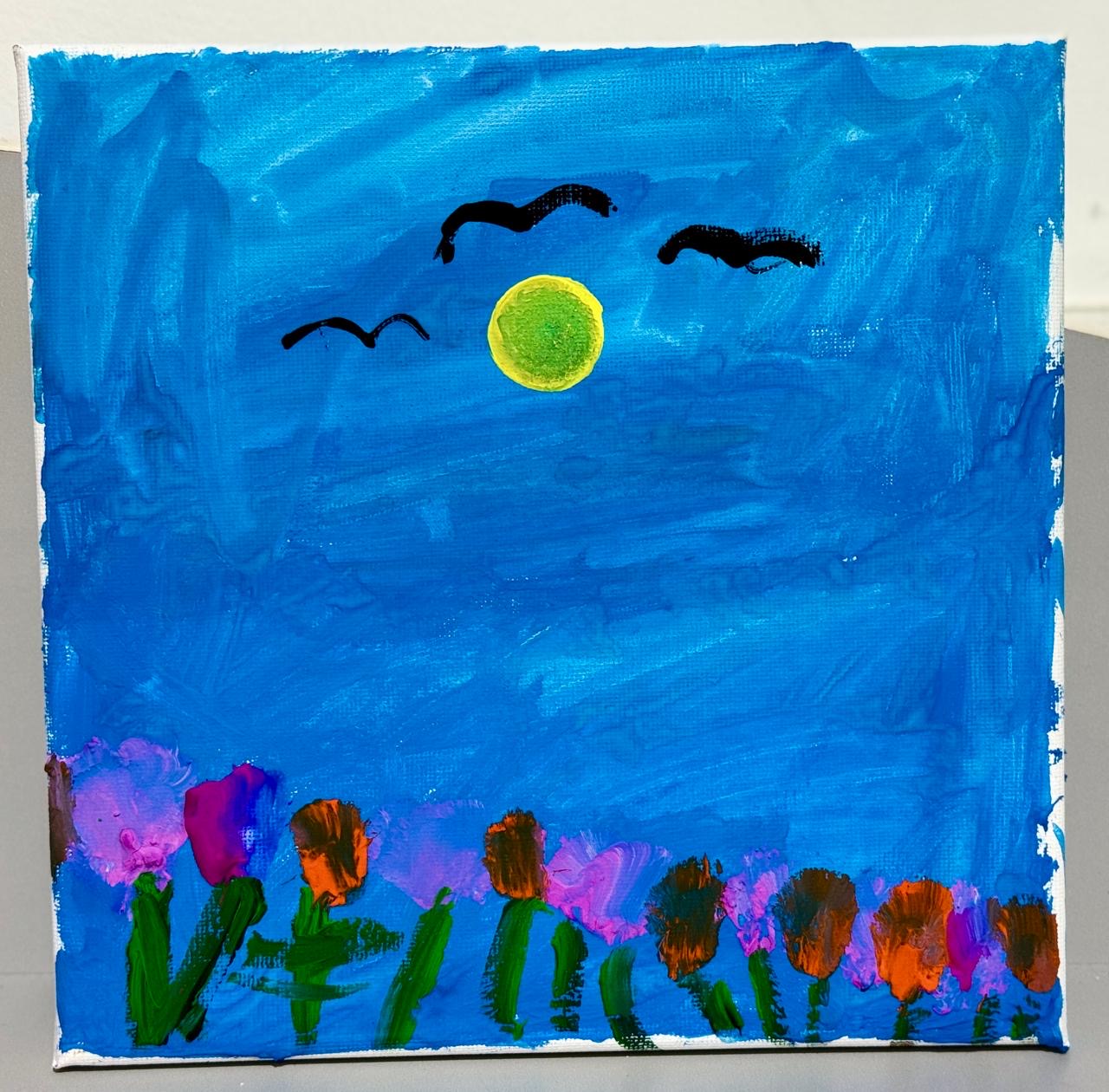 Blue Bloom by AL AMEEN BIN AHAMMED DANISH, vibrant tulips under a textured blue sky