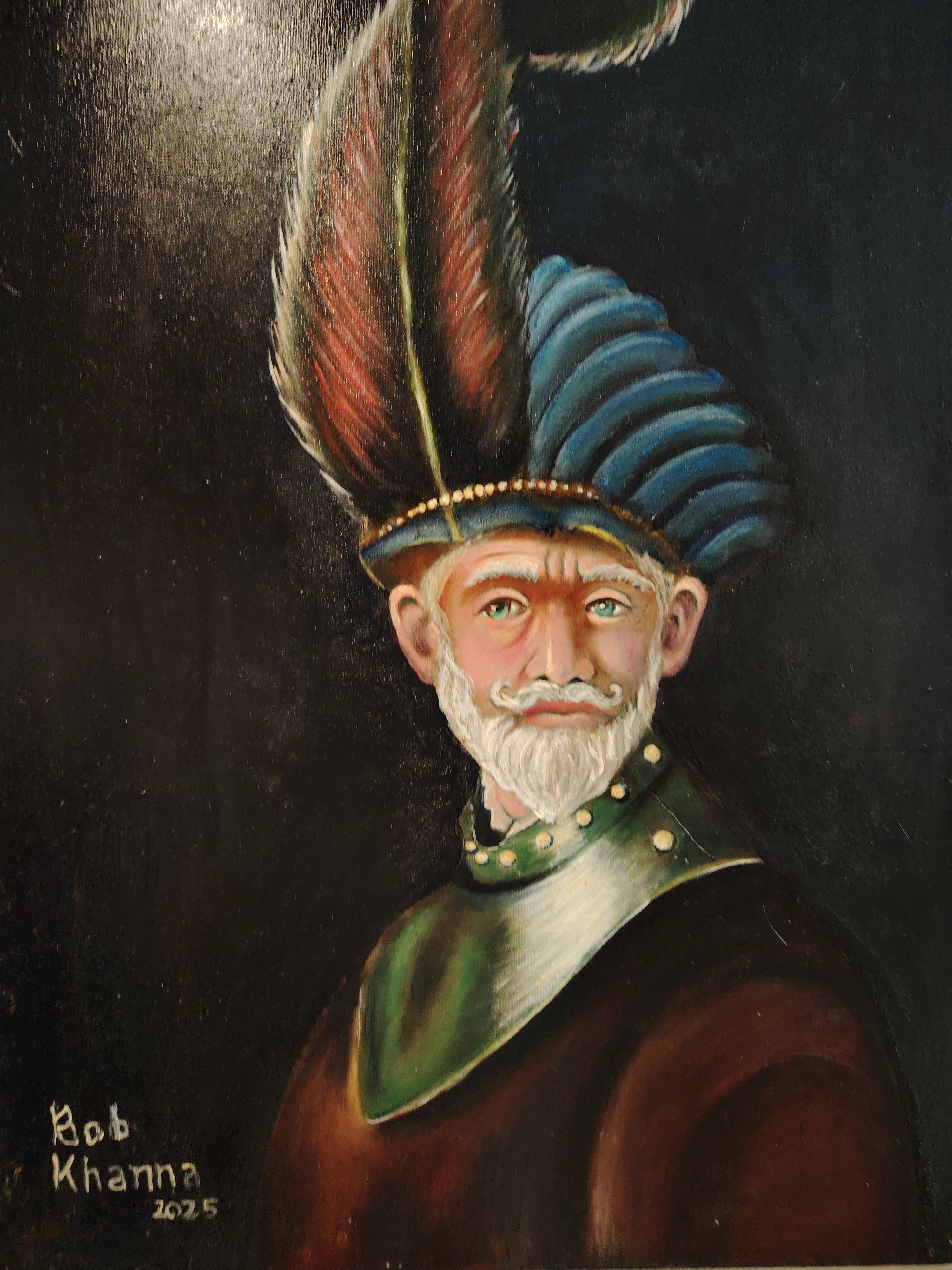 The Old General by MANOJ BOB KHANNA - portrait of an elderly man with elaborate headgear
