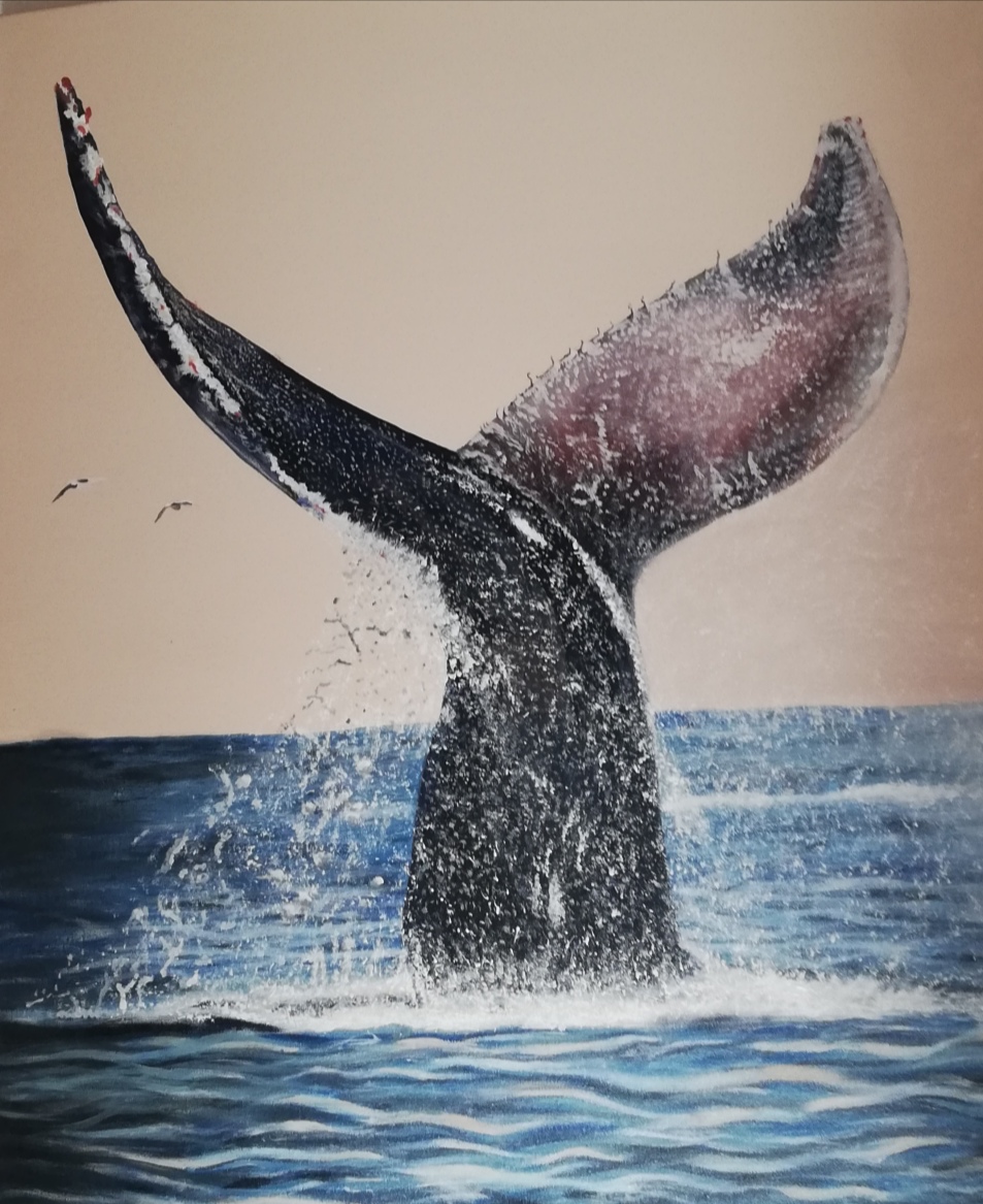 A whale 'tale' by Marelize Huysamen featuring a whale's tail with cascading water