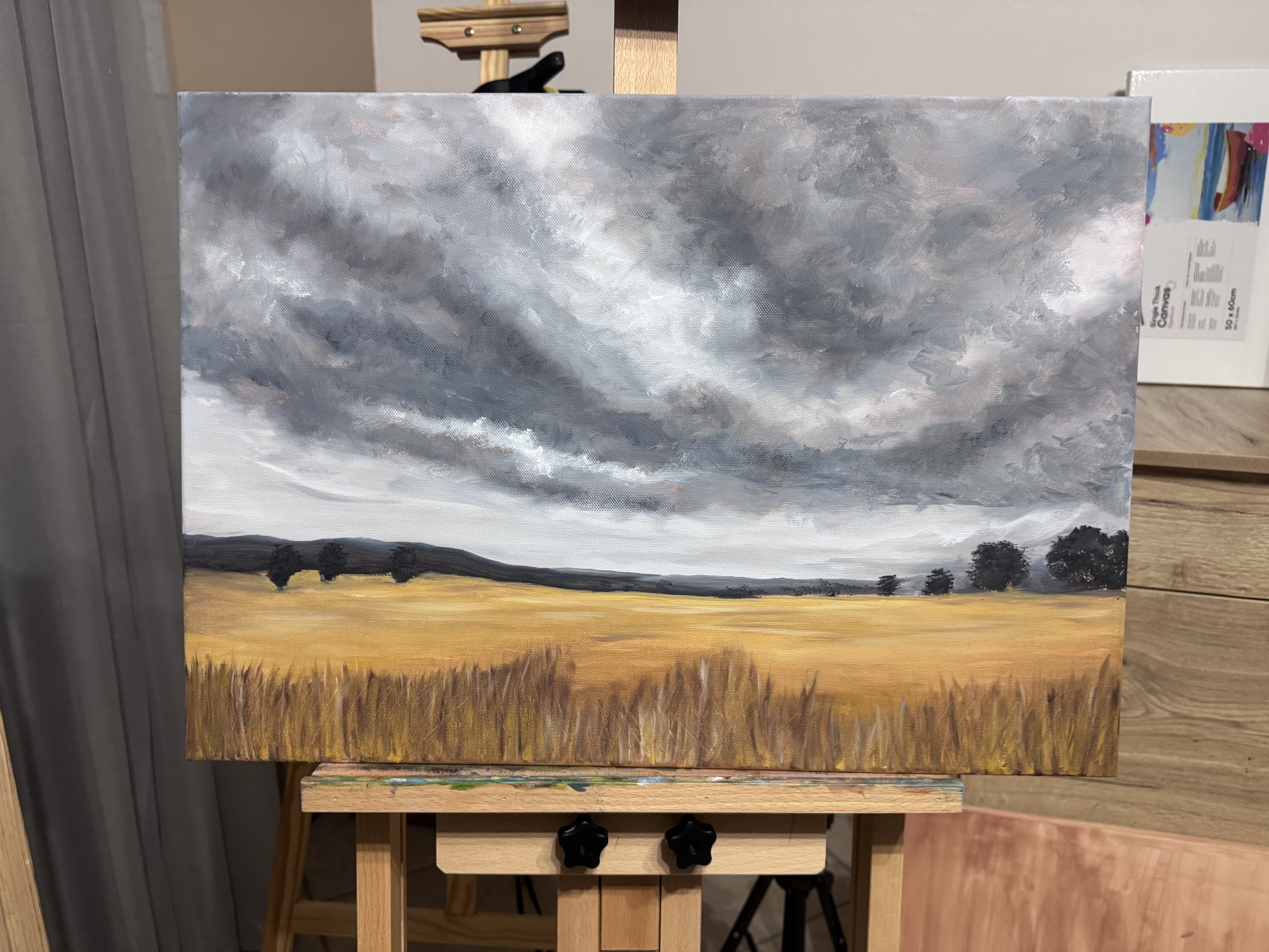 Golden Horizon by Venessa Sunkel, a landscape with golden fields