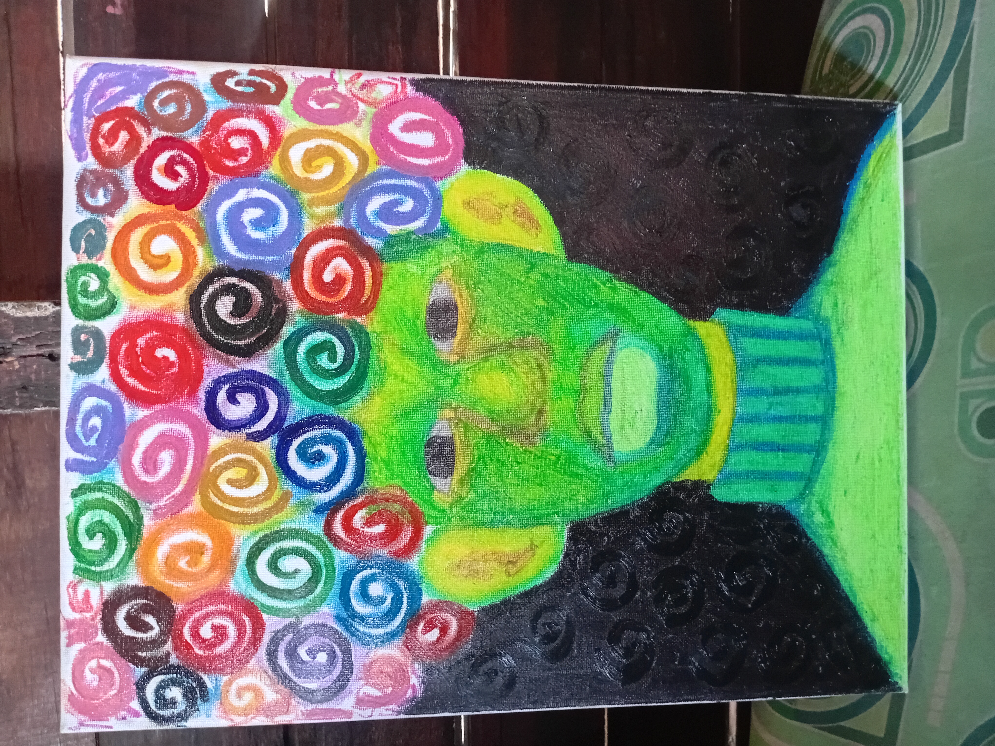 The colors in your head by Malleza Bovell, vivid depiction of a green figure