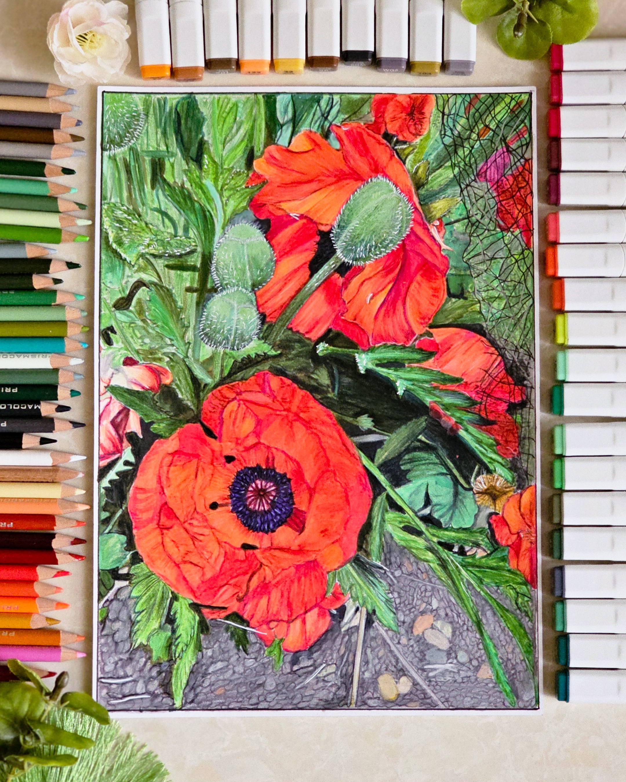 Realistic Poppies by Rahmat Gouse, vivid depiction of blooming poppies