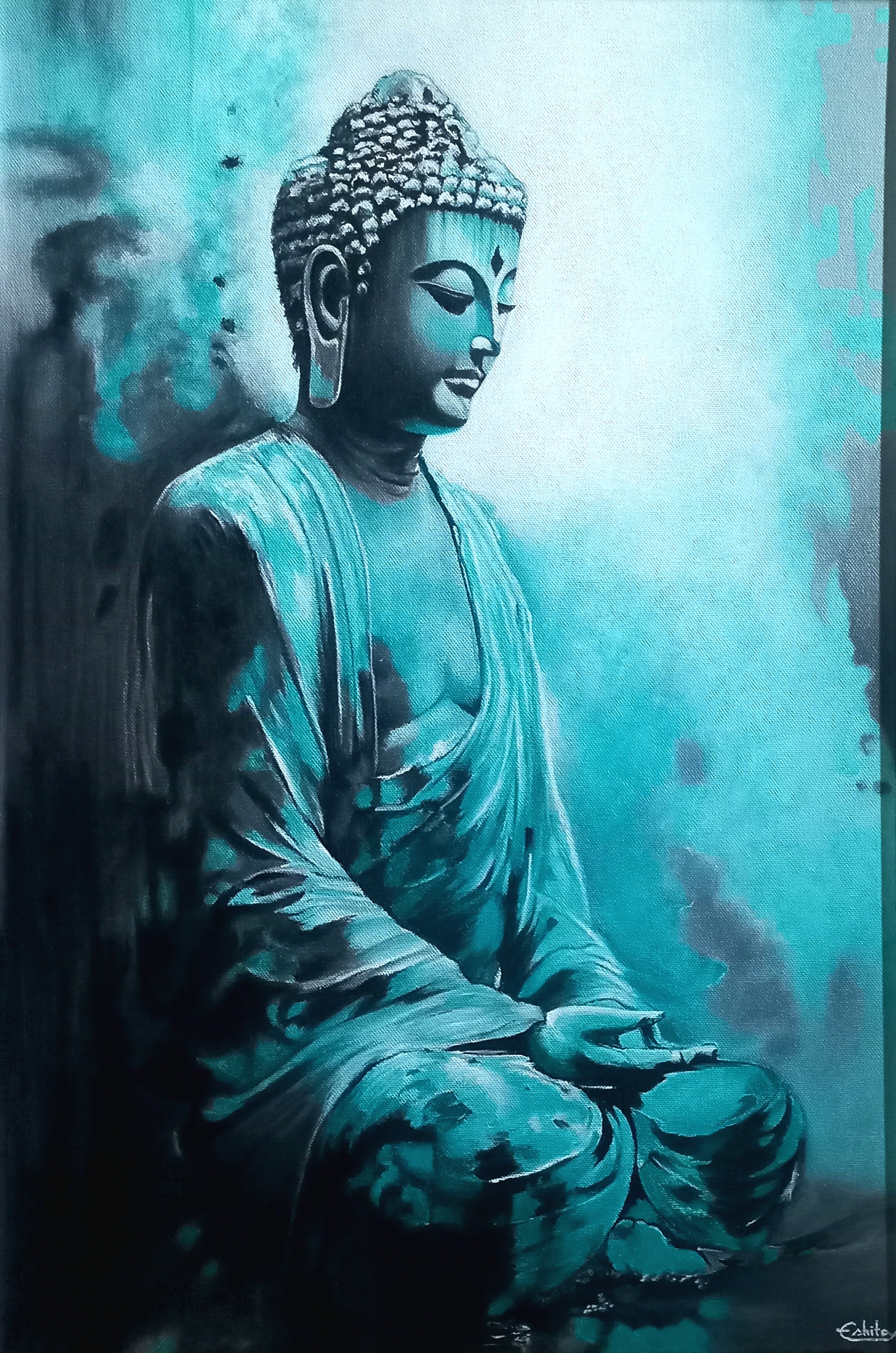 Sacred Silence by Eshita Roy Chowdhury, serene portrayal of Lord Buddha