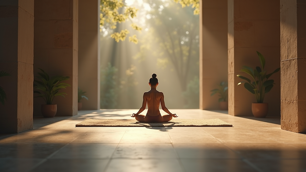 Eye-level view of a tranquil meditation space
