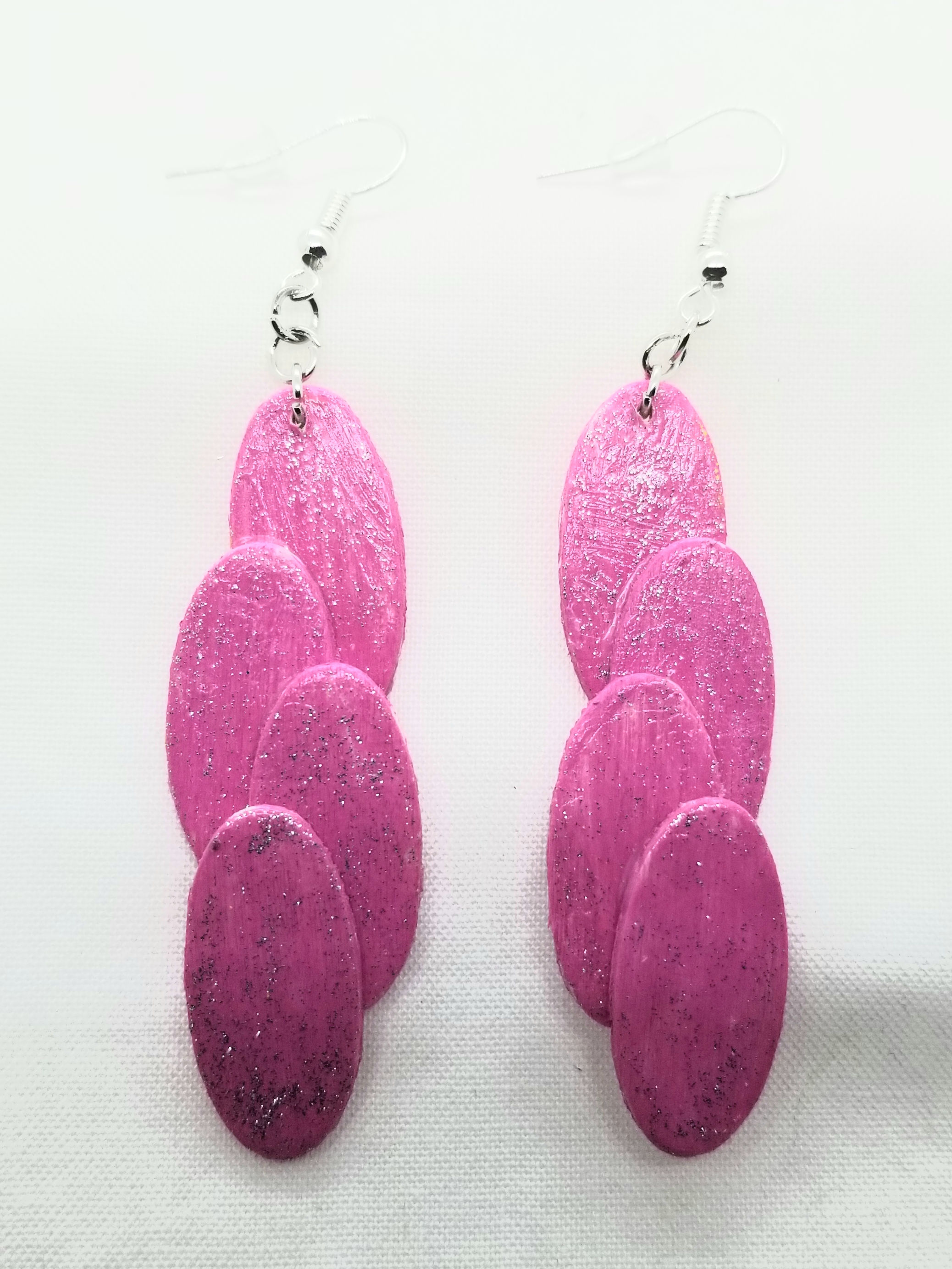 Hot pink wood earrings 