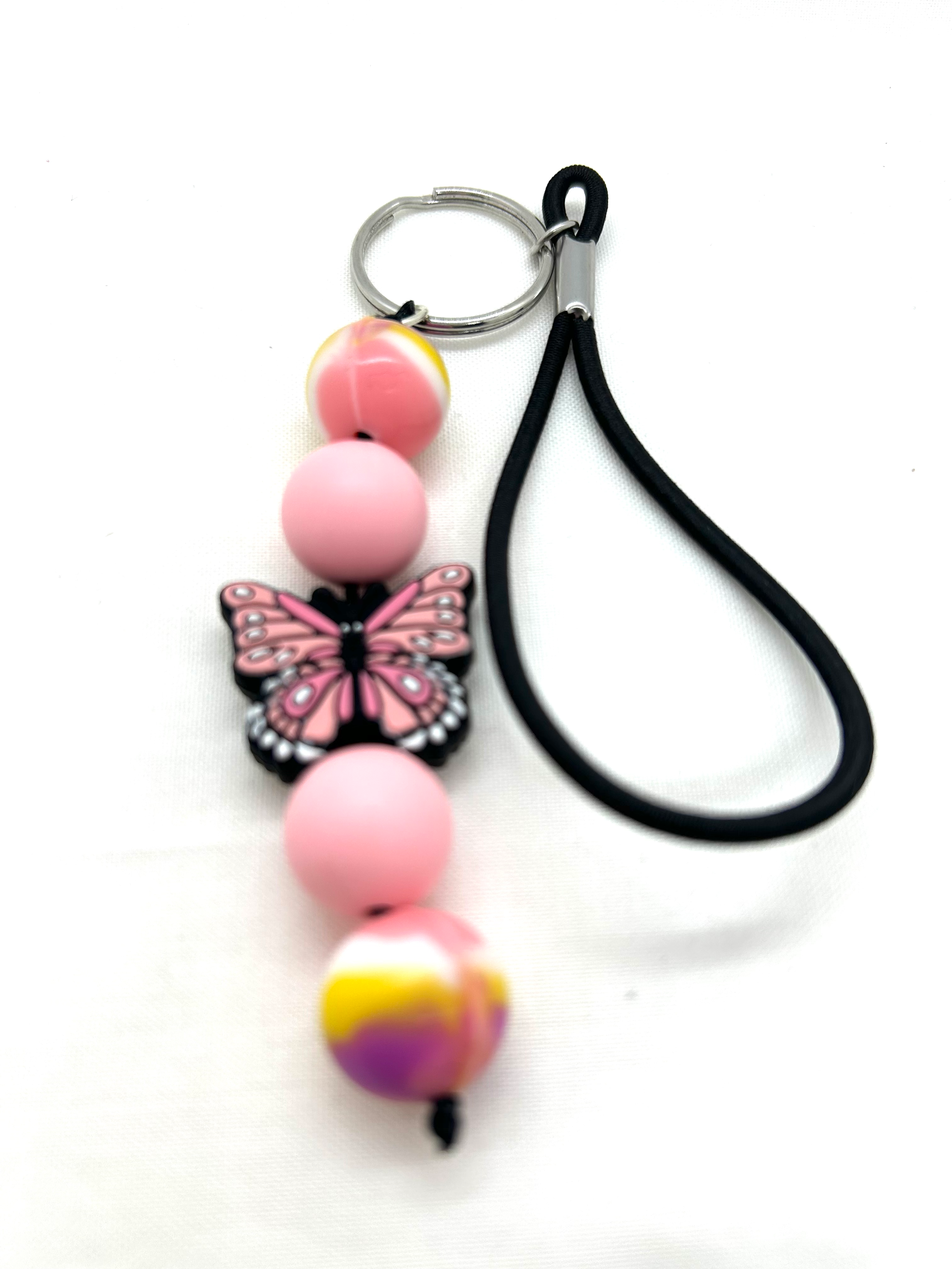 Butterfly Keycharm- Pink + Swirl