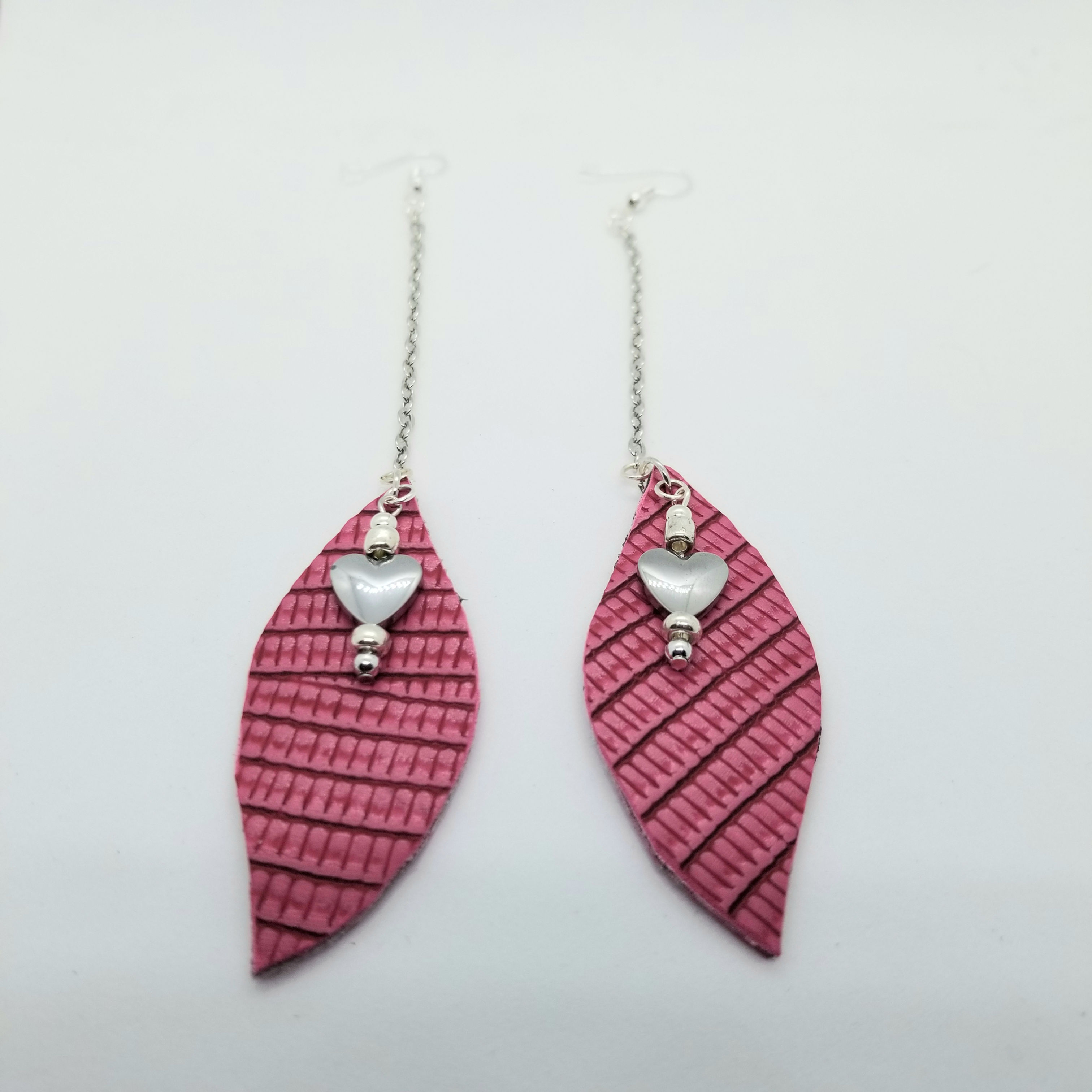 Hot Pink Faux Leather Earrings