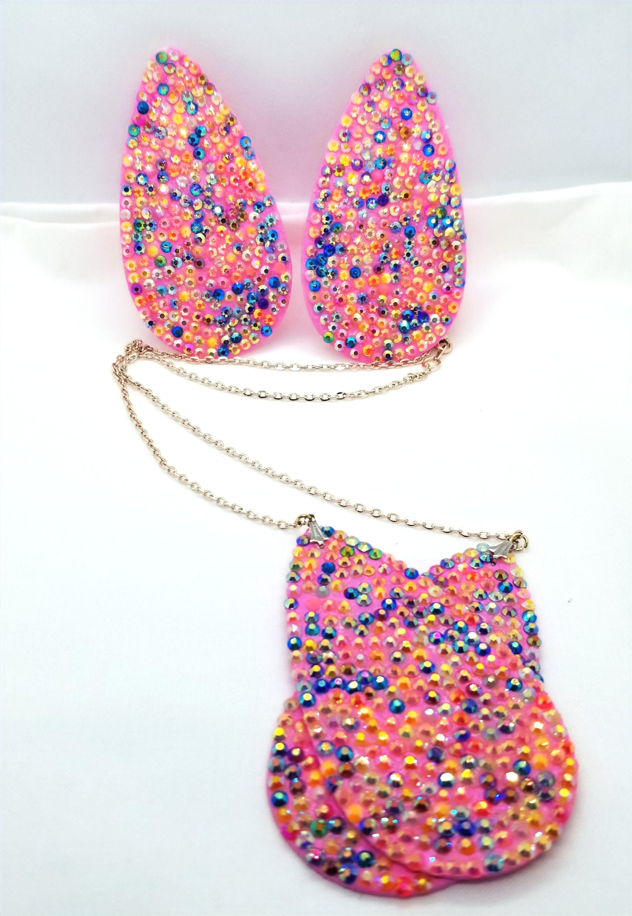 Wood Teardrop Necklace Set - Multi Pastel