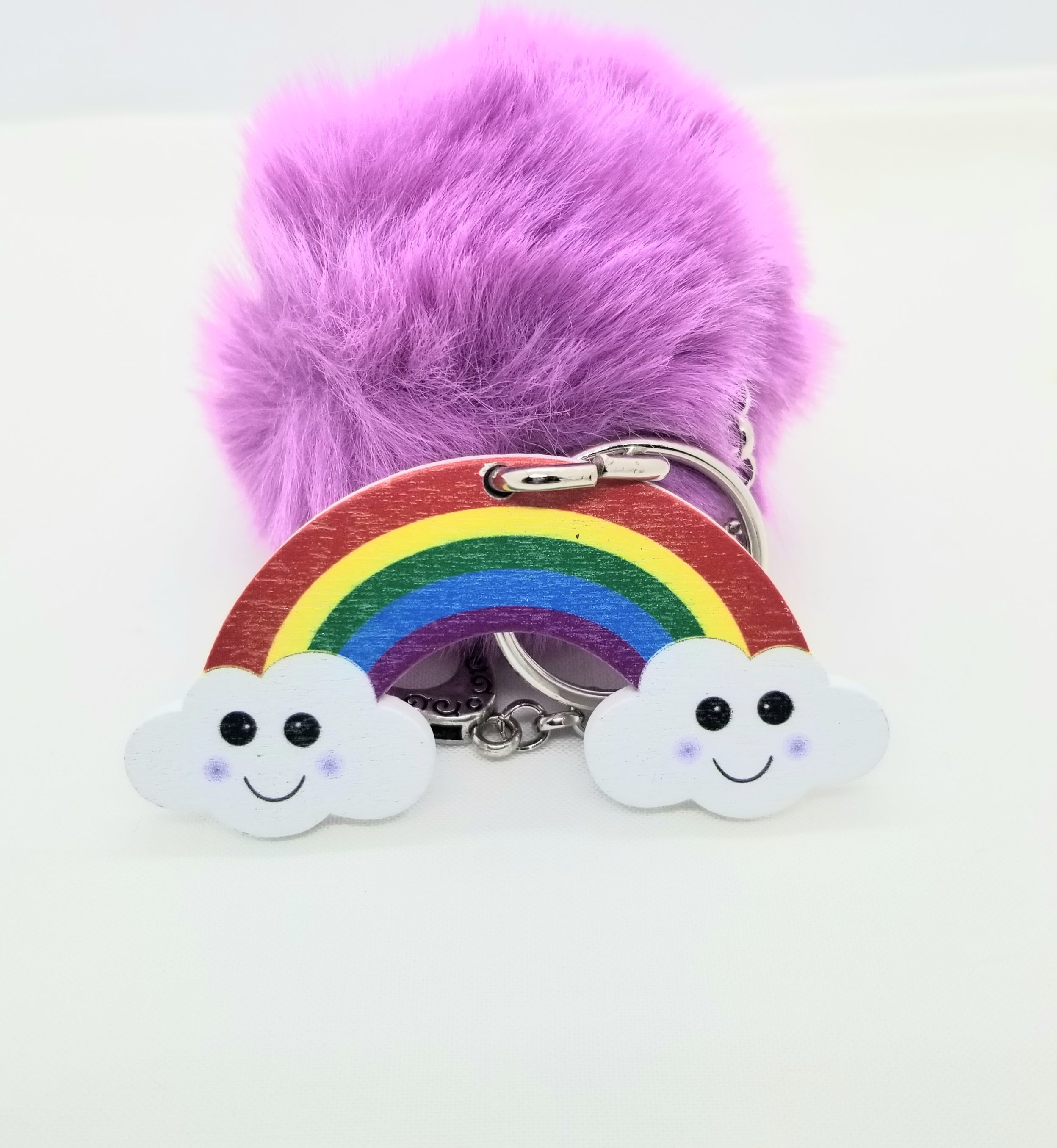 RAINBOW PUFF KEYCHARM-PURPLE