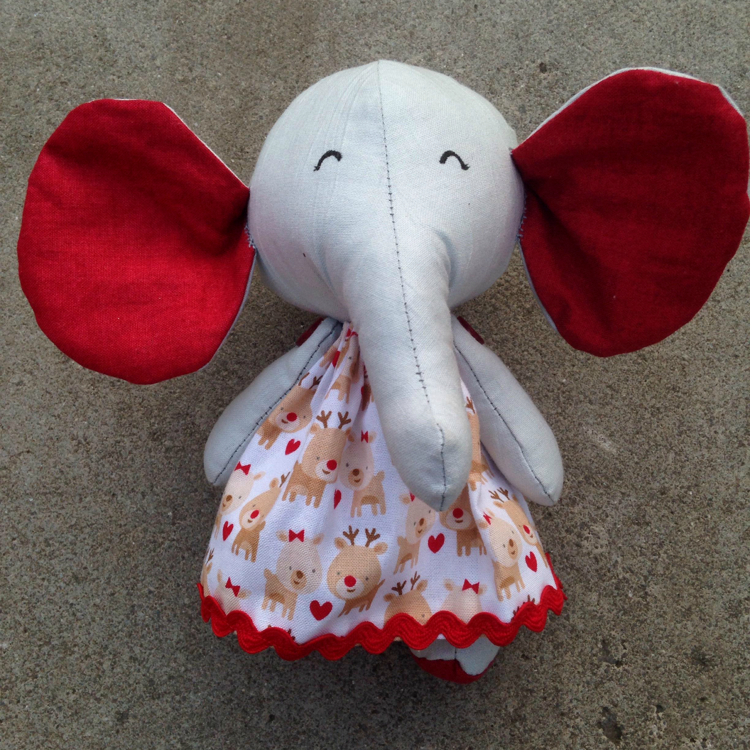 Handmade Christmas Elephant Plush Toy Doll