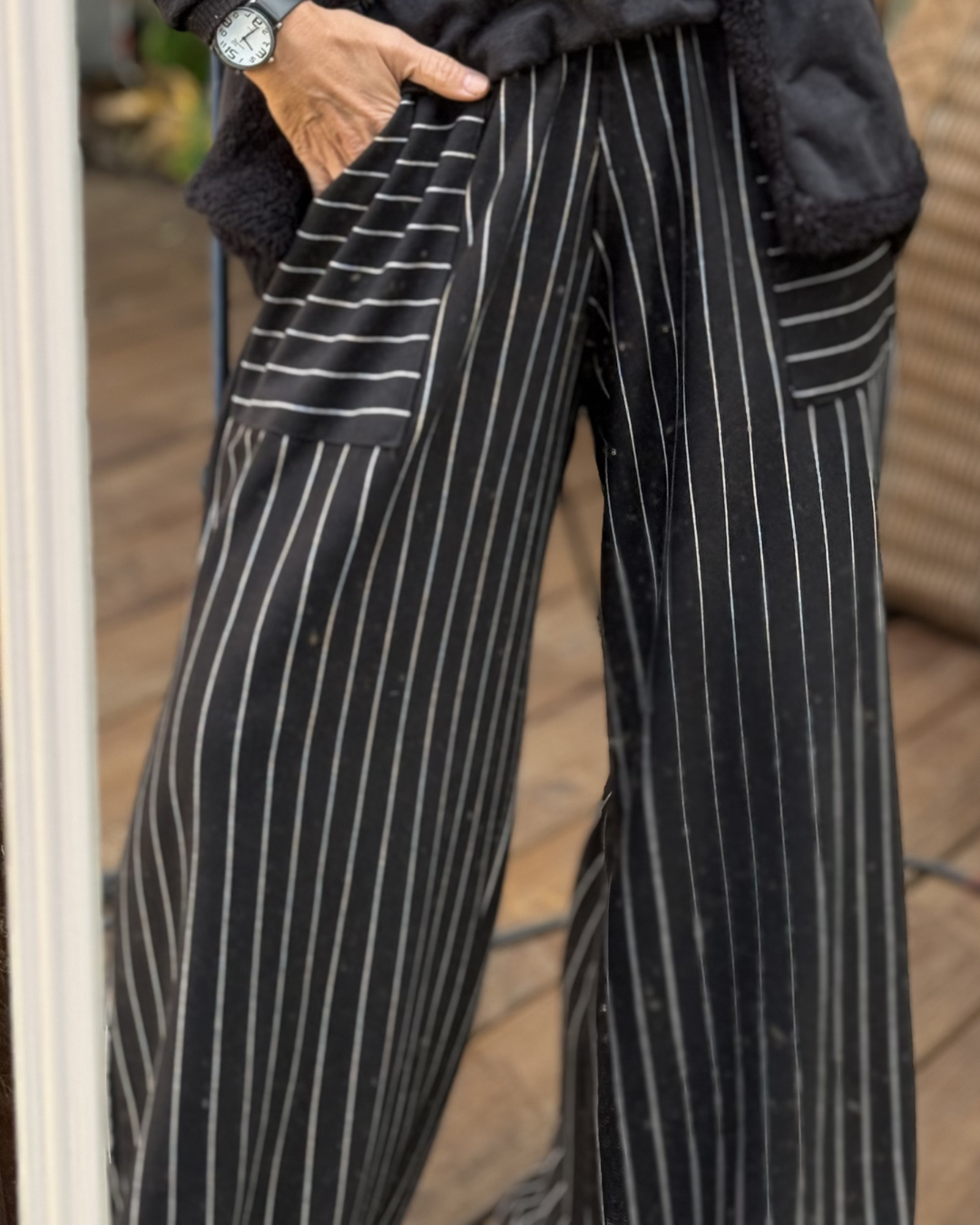 pantalon nube rayado negro