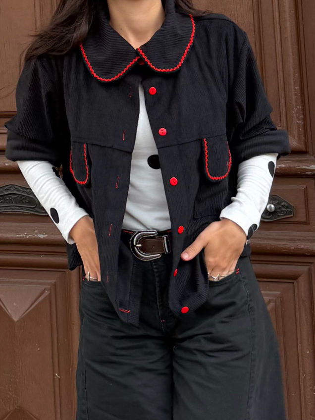 Camisas cloe negra con rojo