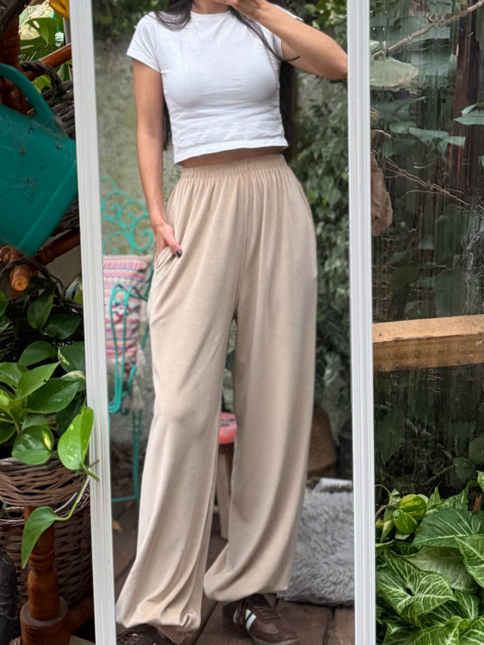 pantalon plush beige