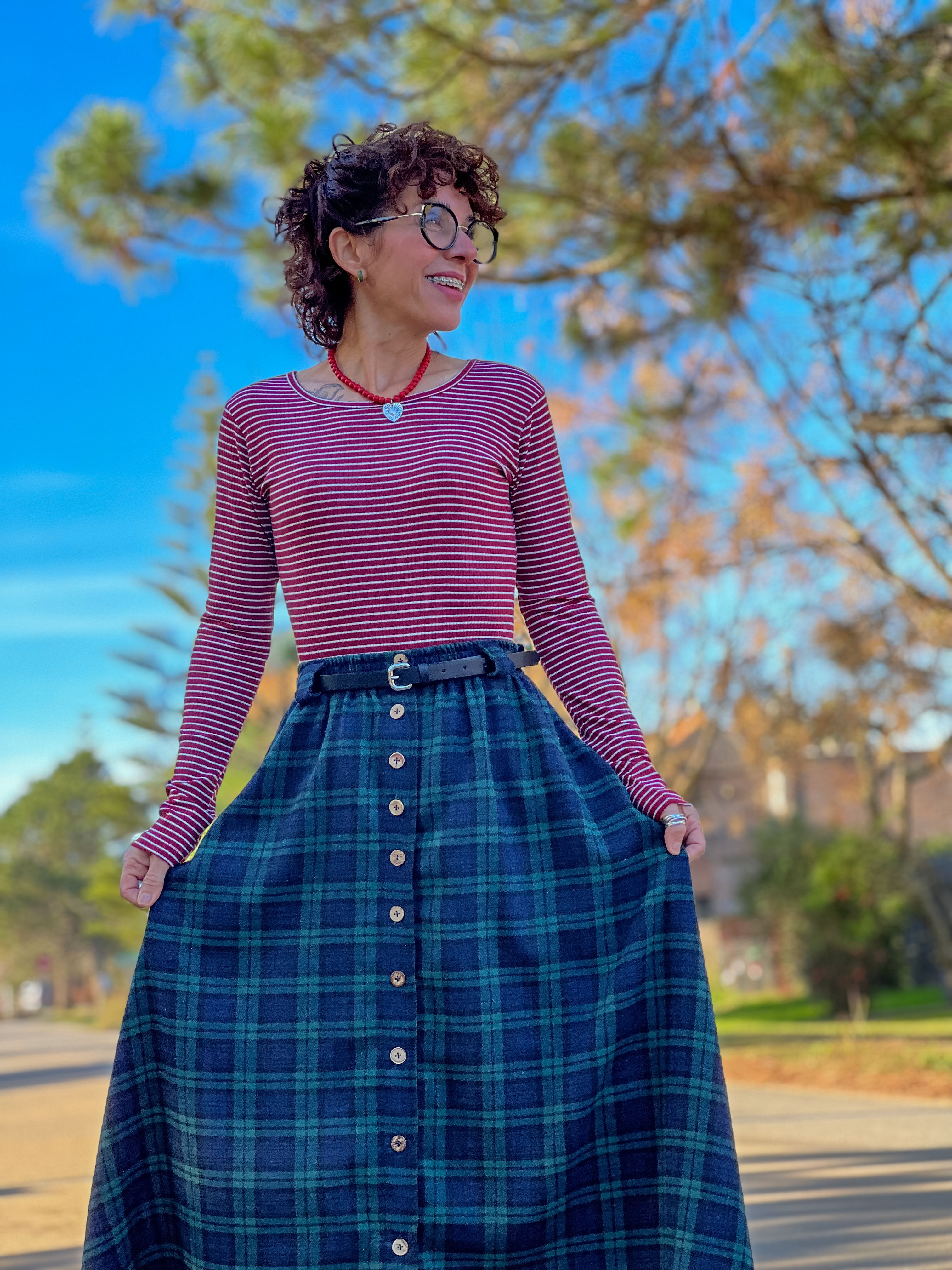 pollera camaleon escosesa verde