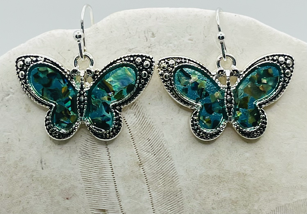 Beautiful Abalone and Butterfly Earrings