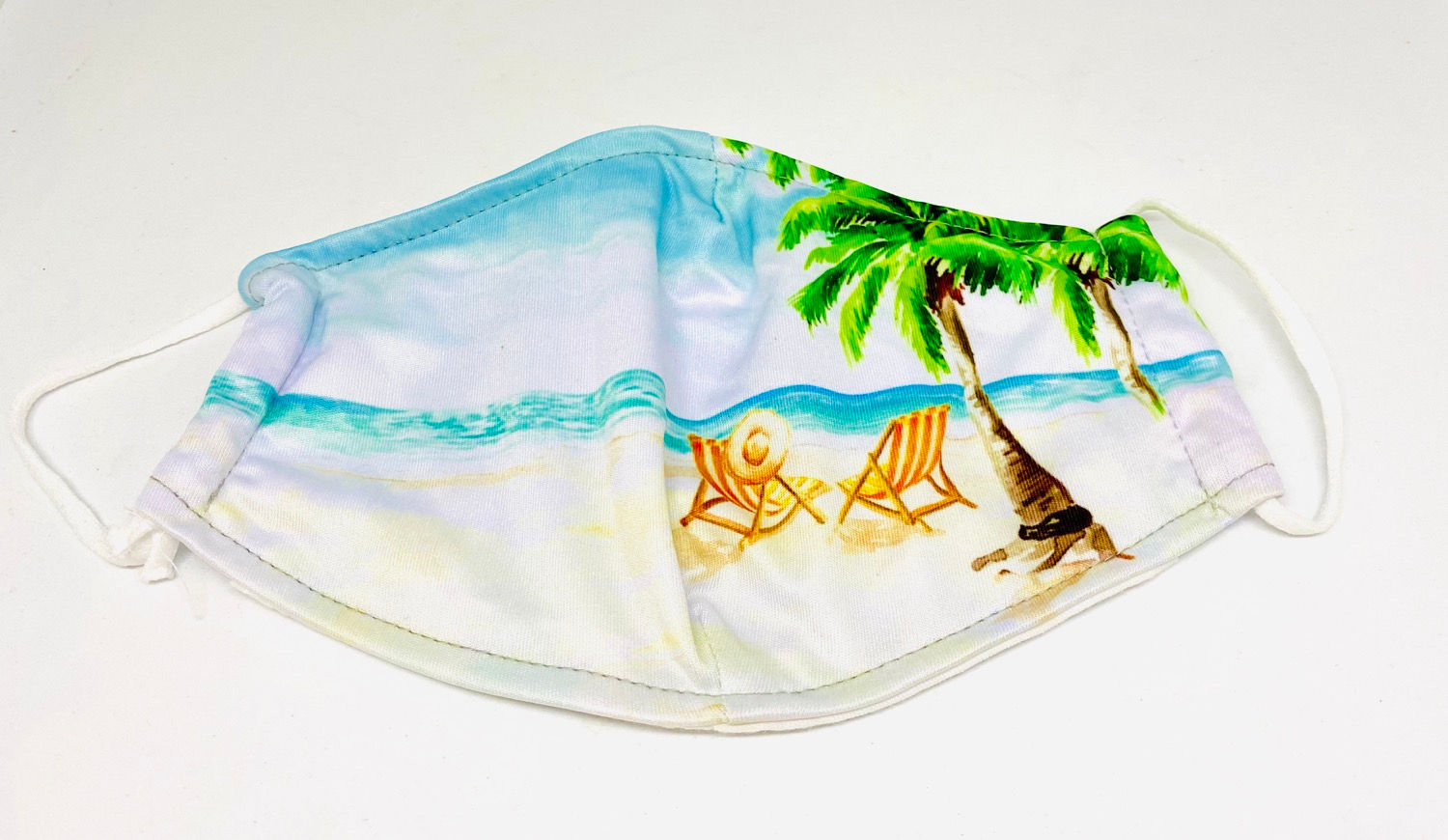 Beach scene mask, 100% Soft cotton , 3ply fabric with inside pocket for filter 