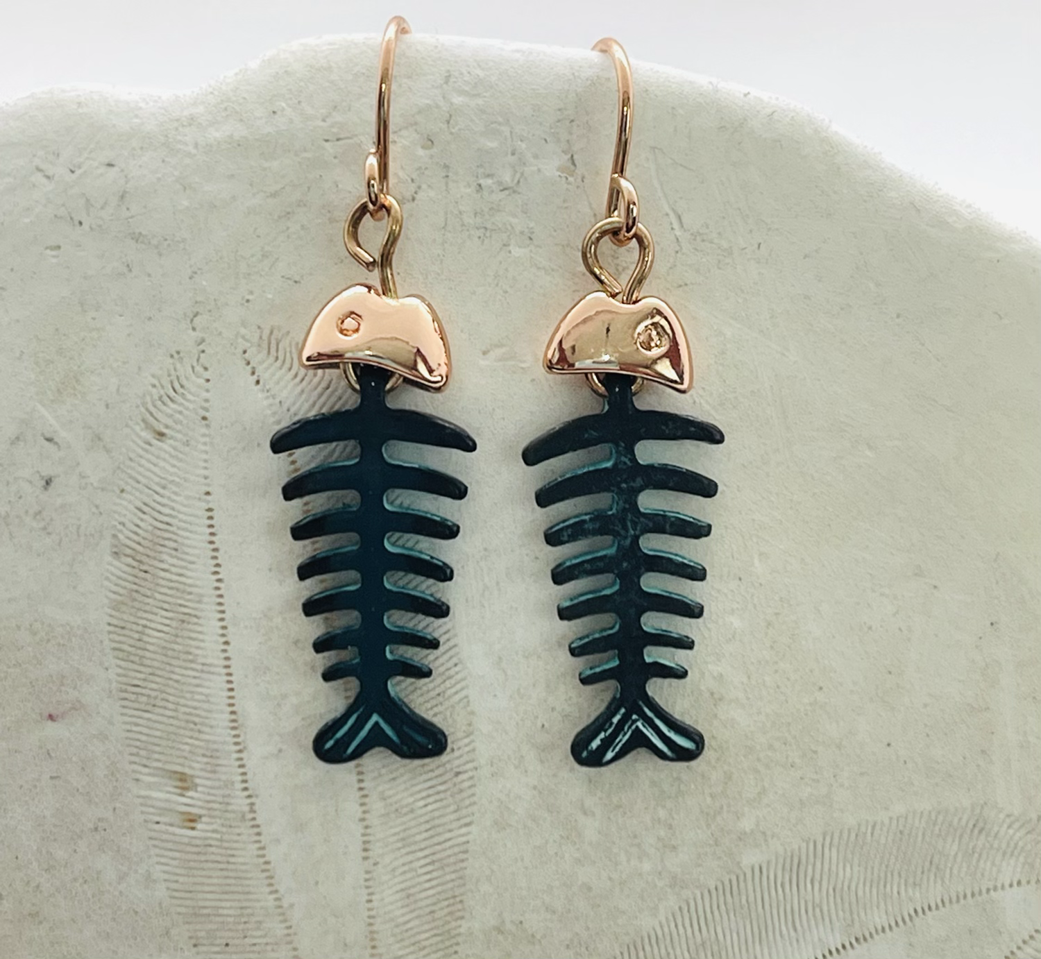 Copper & Pentina fish bone Earrings 