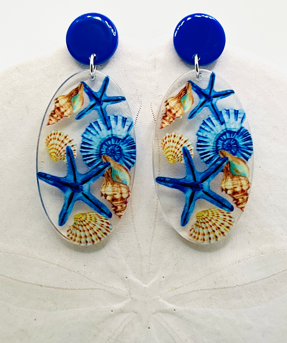 Beautiful hand Painted starfish Earrings 