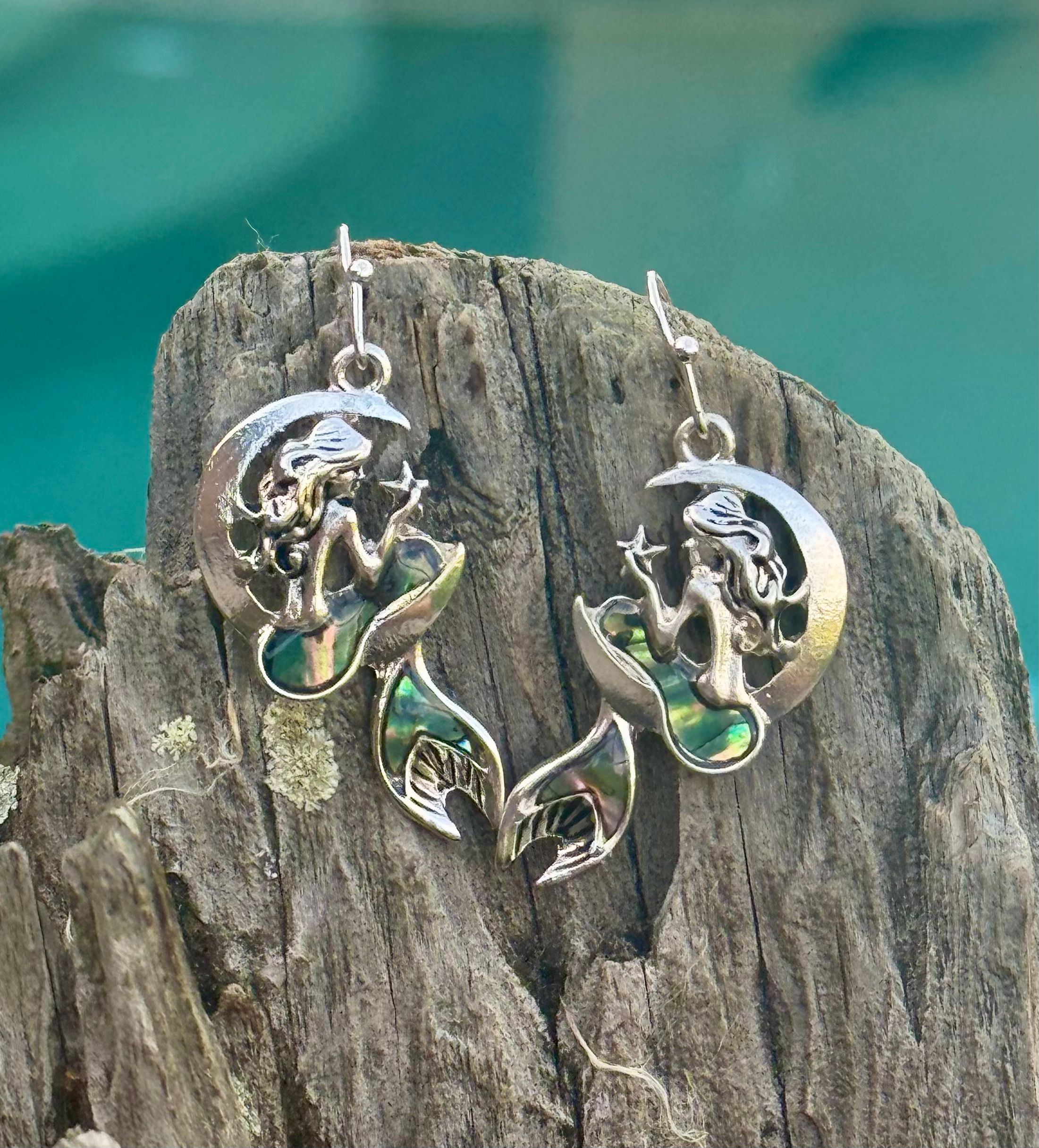 Abalone Mermaid Earrings, 1.5 inches in length  we.