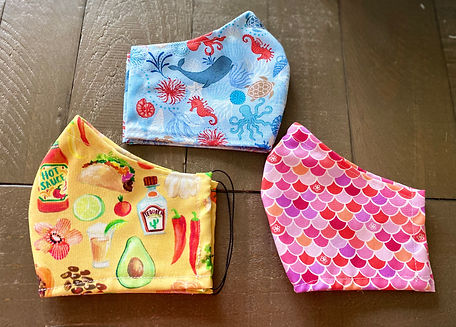 cloth face masks sea-life tacos mermaid scales